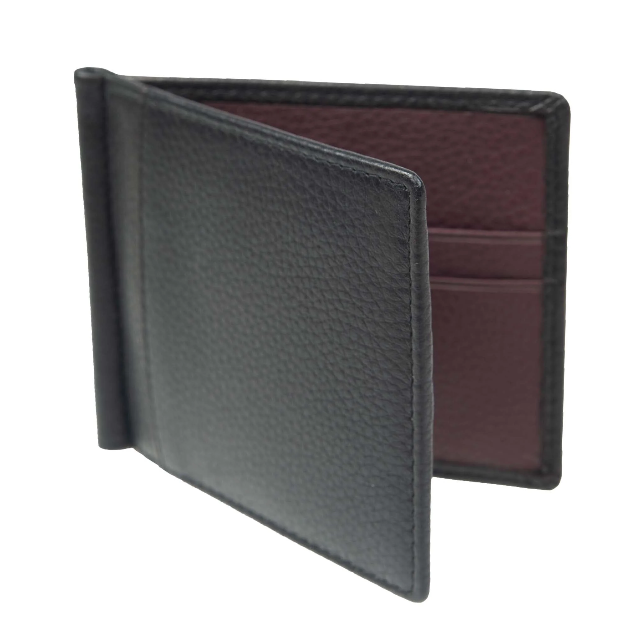 Men's Pebble Grain Leather Bifold Wallet with Money Clip and RFID Blocking - Image 16