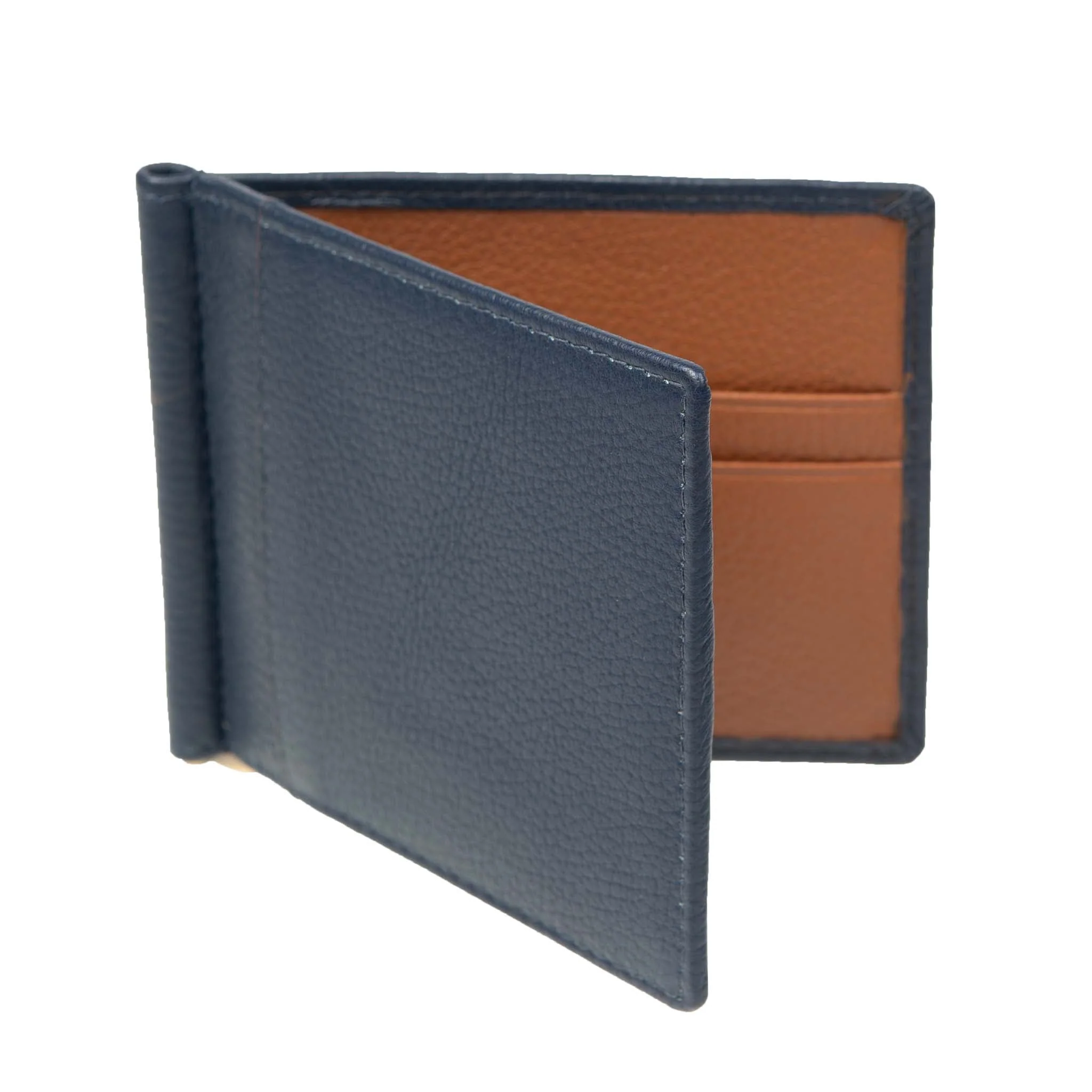 Men's Pebble Grain Leather Bifold Wallet with Money Clip and RFID Blocking - Image 4