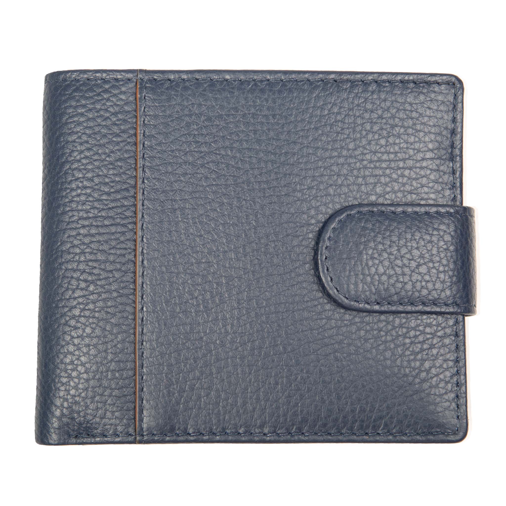 Men's Pebble Grain Leather Bifold Wallet with RFID Blocking and Coin Purse