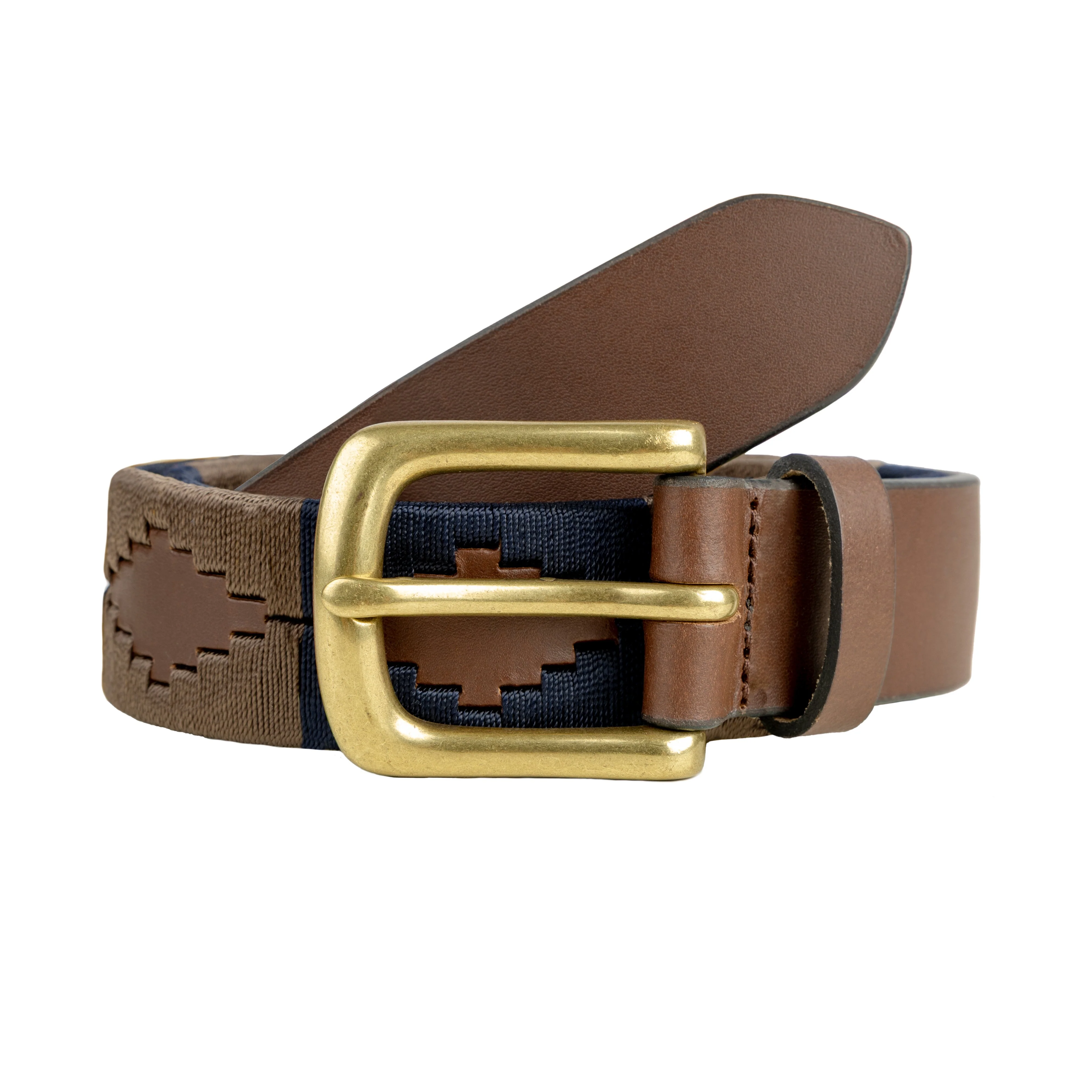 Men's Polo Full-Grain Leather Belt with Brass Buckle