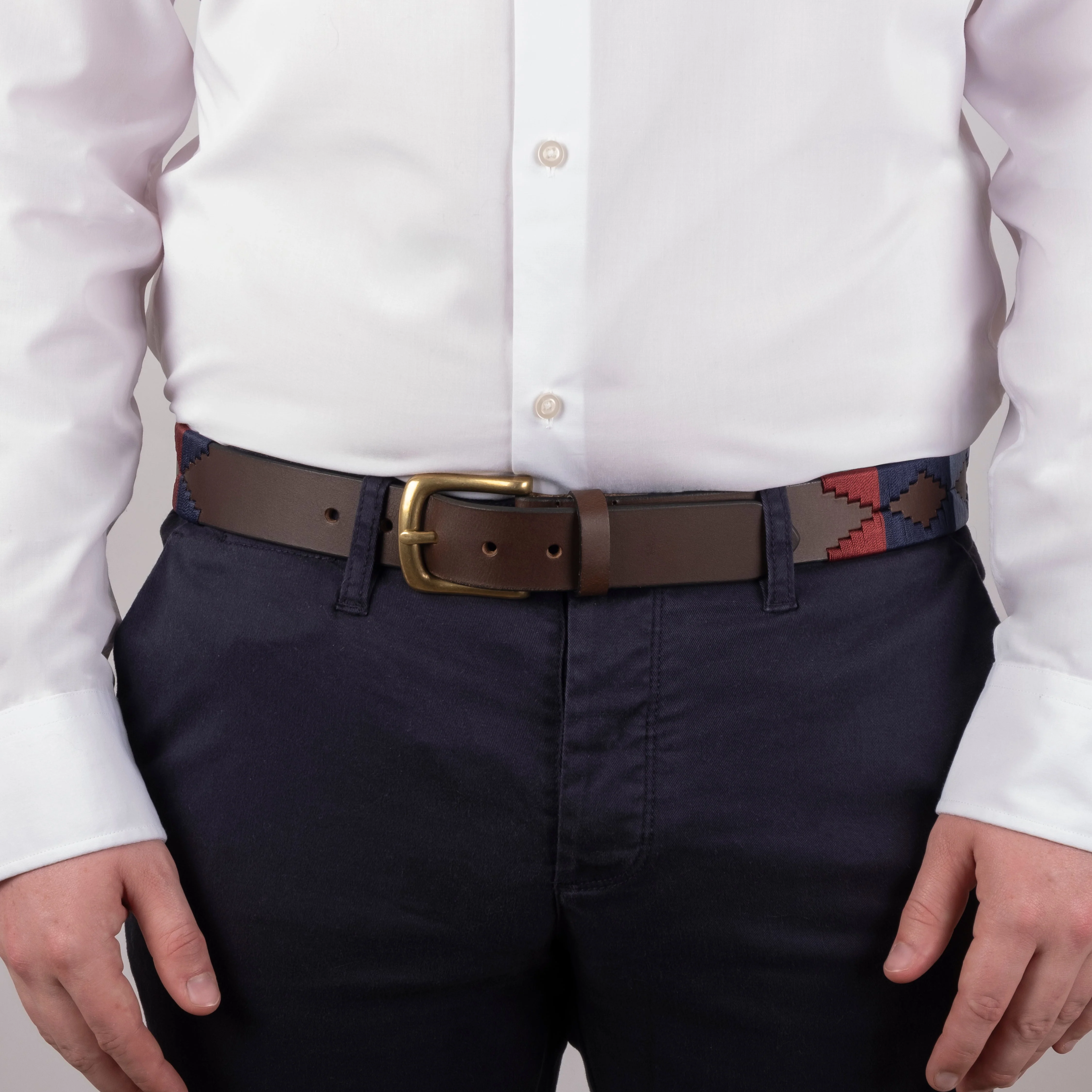 Men's Polo Full-Grain Leather Belt with Brass Buckle - Image 16