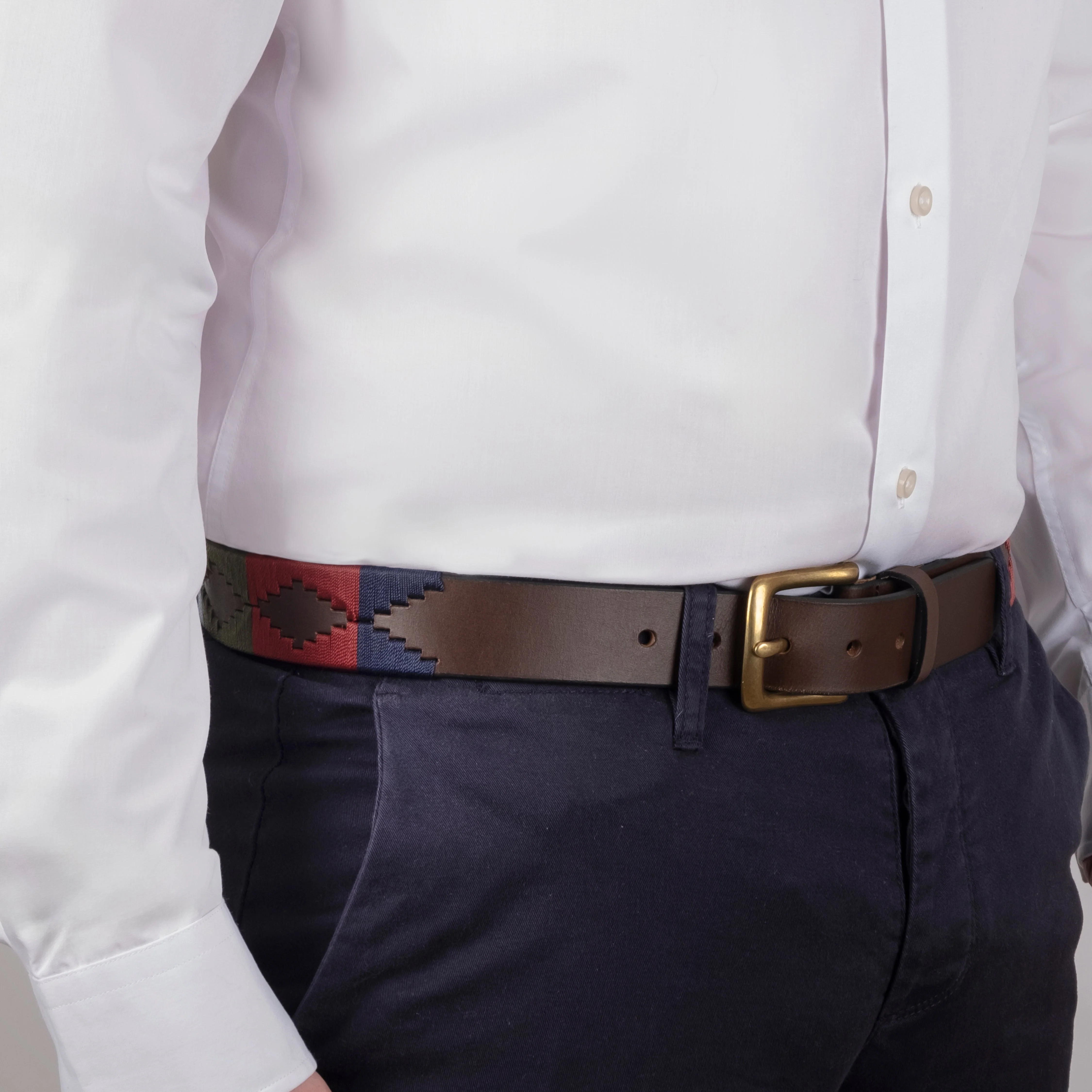 Men's Polo Full-Grain Leather Belt with Brass Buckle - Image 17