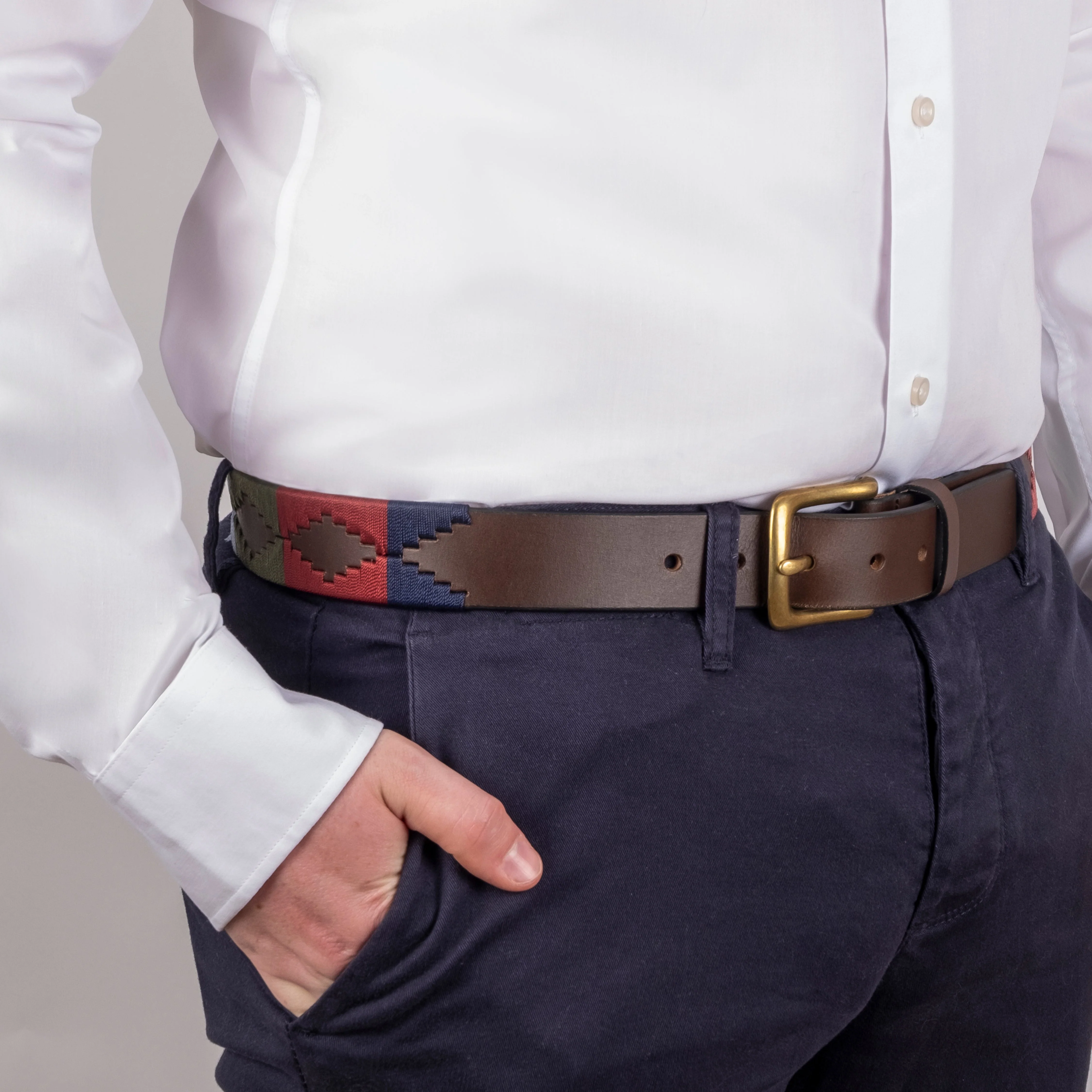 Men's Polo Full-Grain Leather Belt with Brass Buckle - Image 18