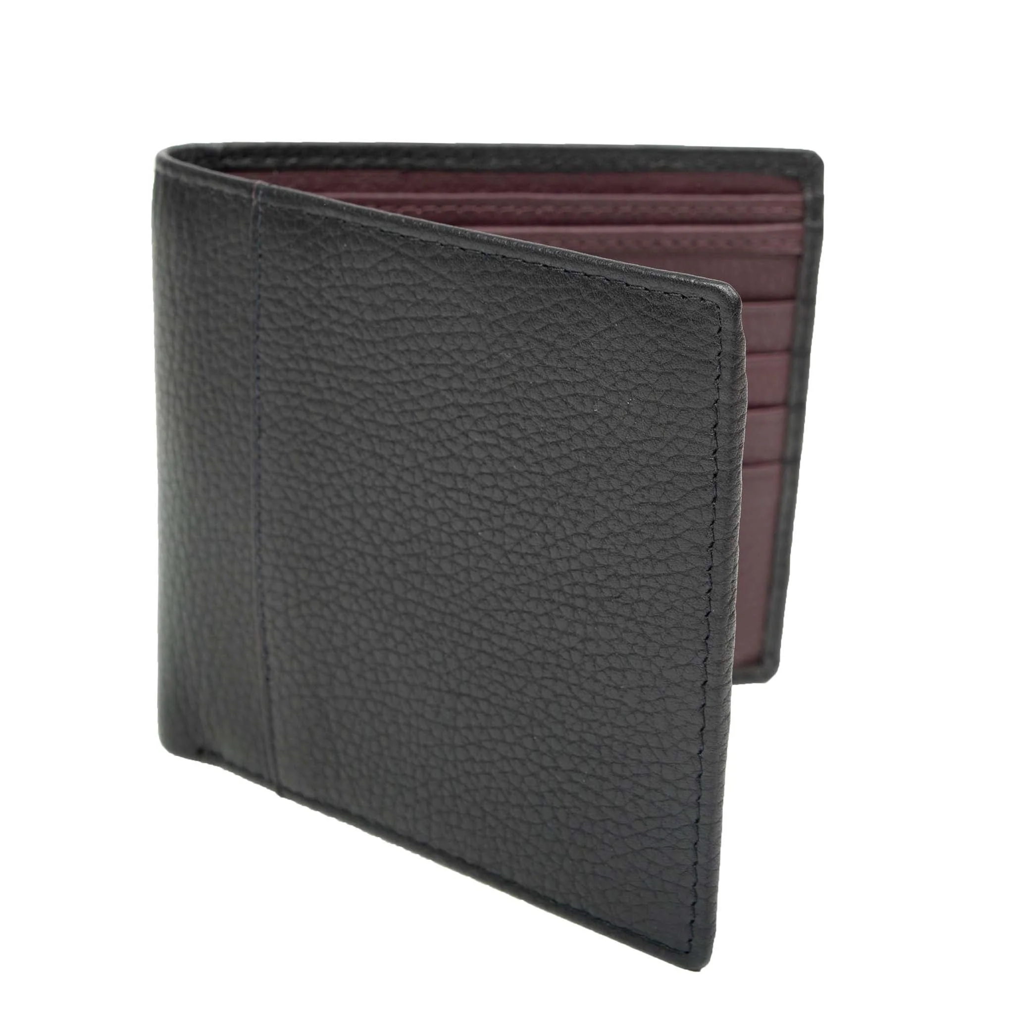 Men's Slim Pebble Grain Leather Bifold Wallet with RFID Blocking - Image 16