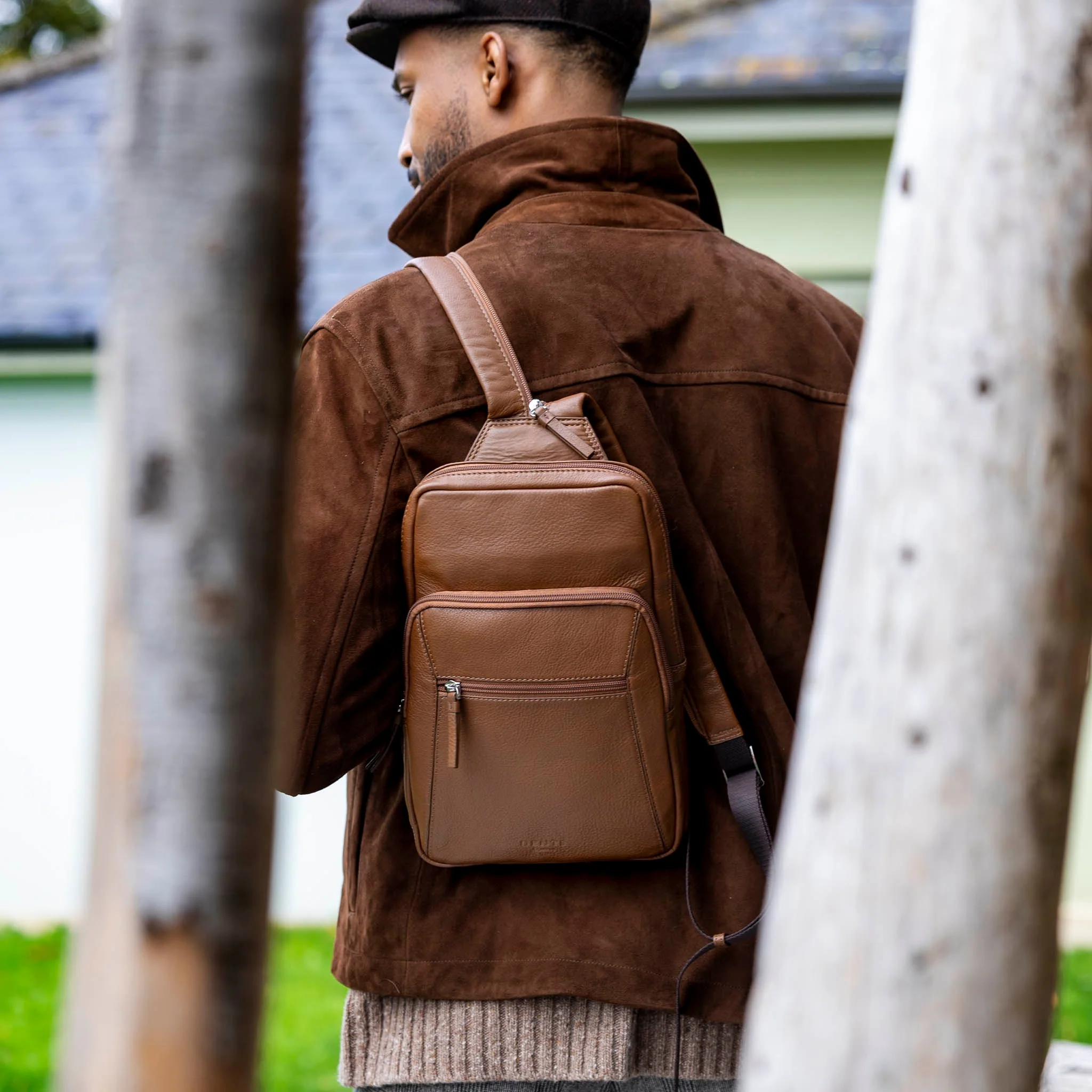 Men's Small Pebble Grain Leather Backpack - Image 2