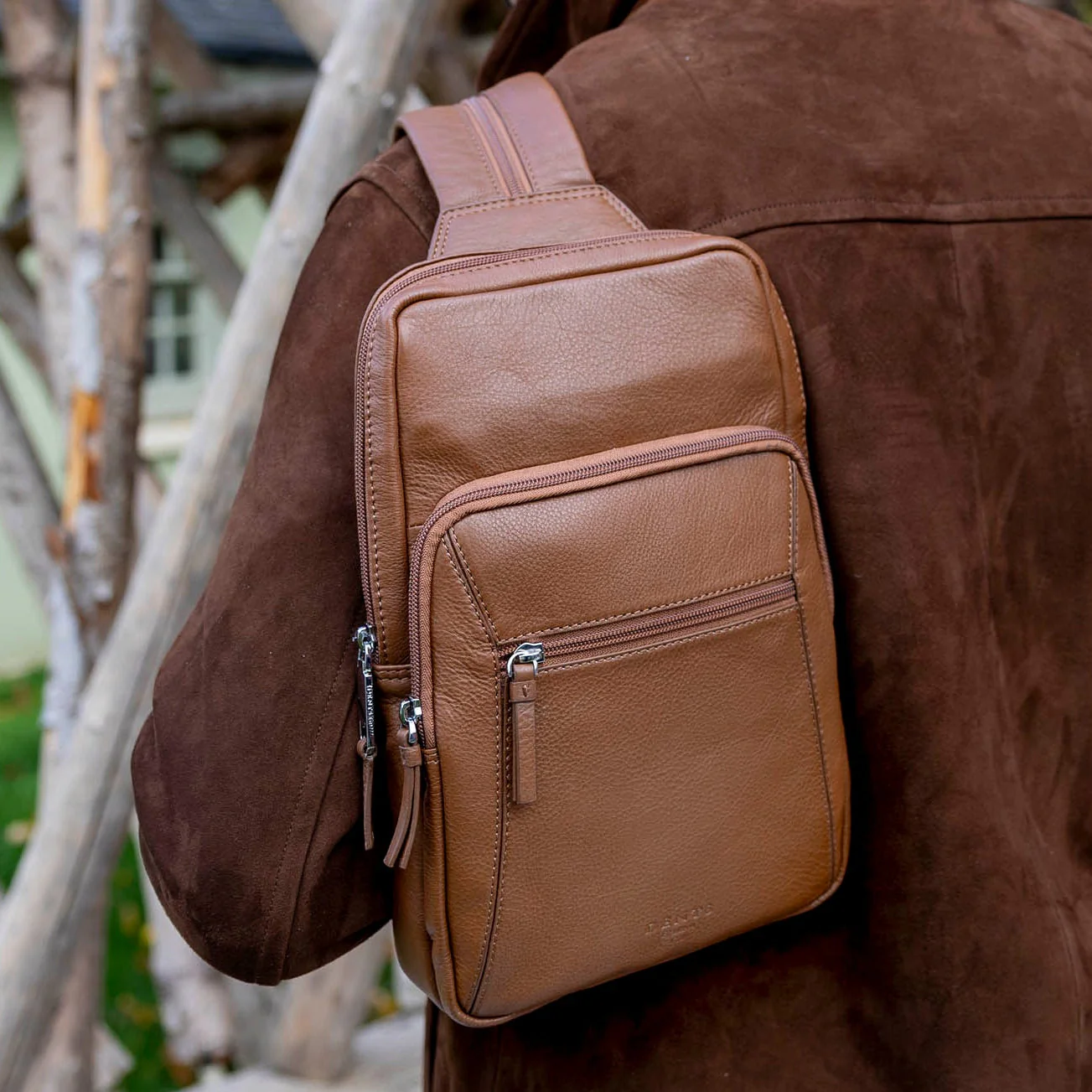 Men's Small Pebble Grain Leather Backpack - Image 3