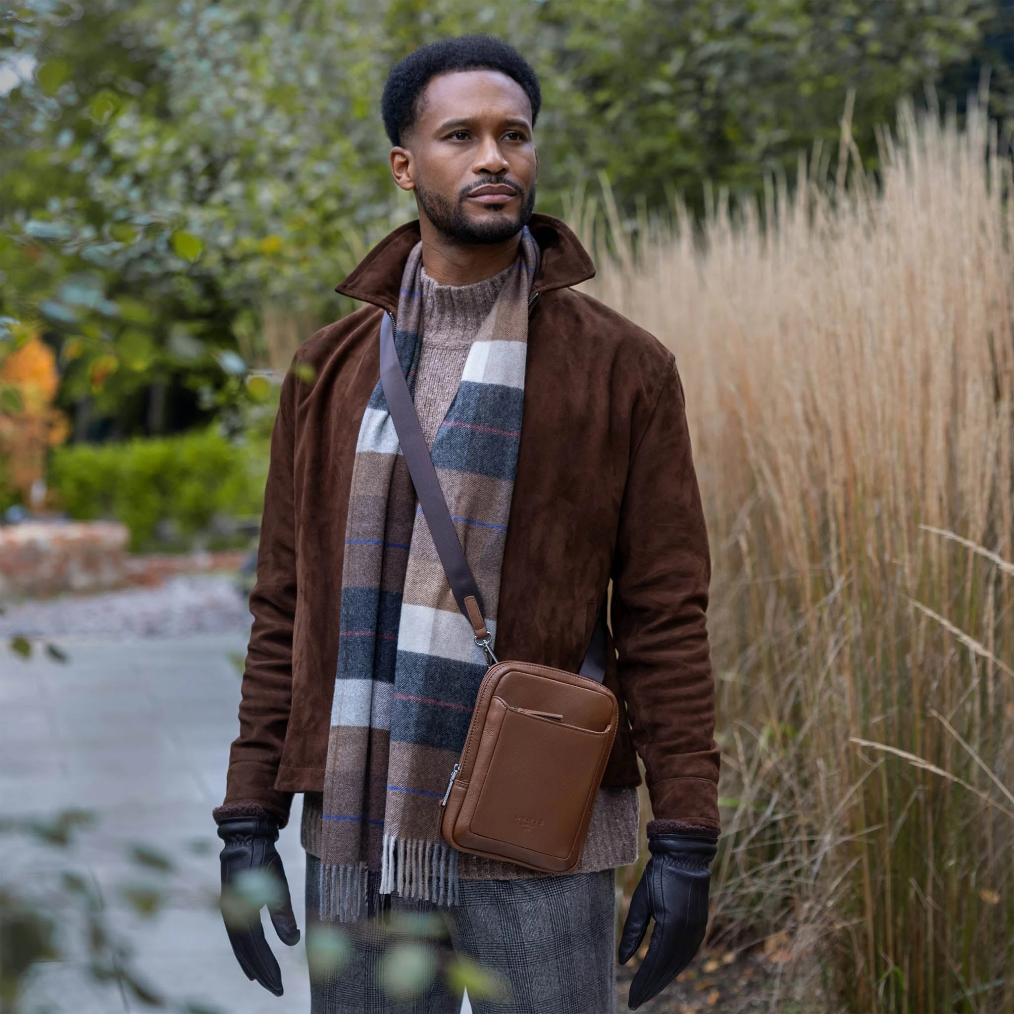 Men's Small Pebble Grain Leather Crossbody Bag - Image 3