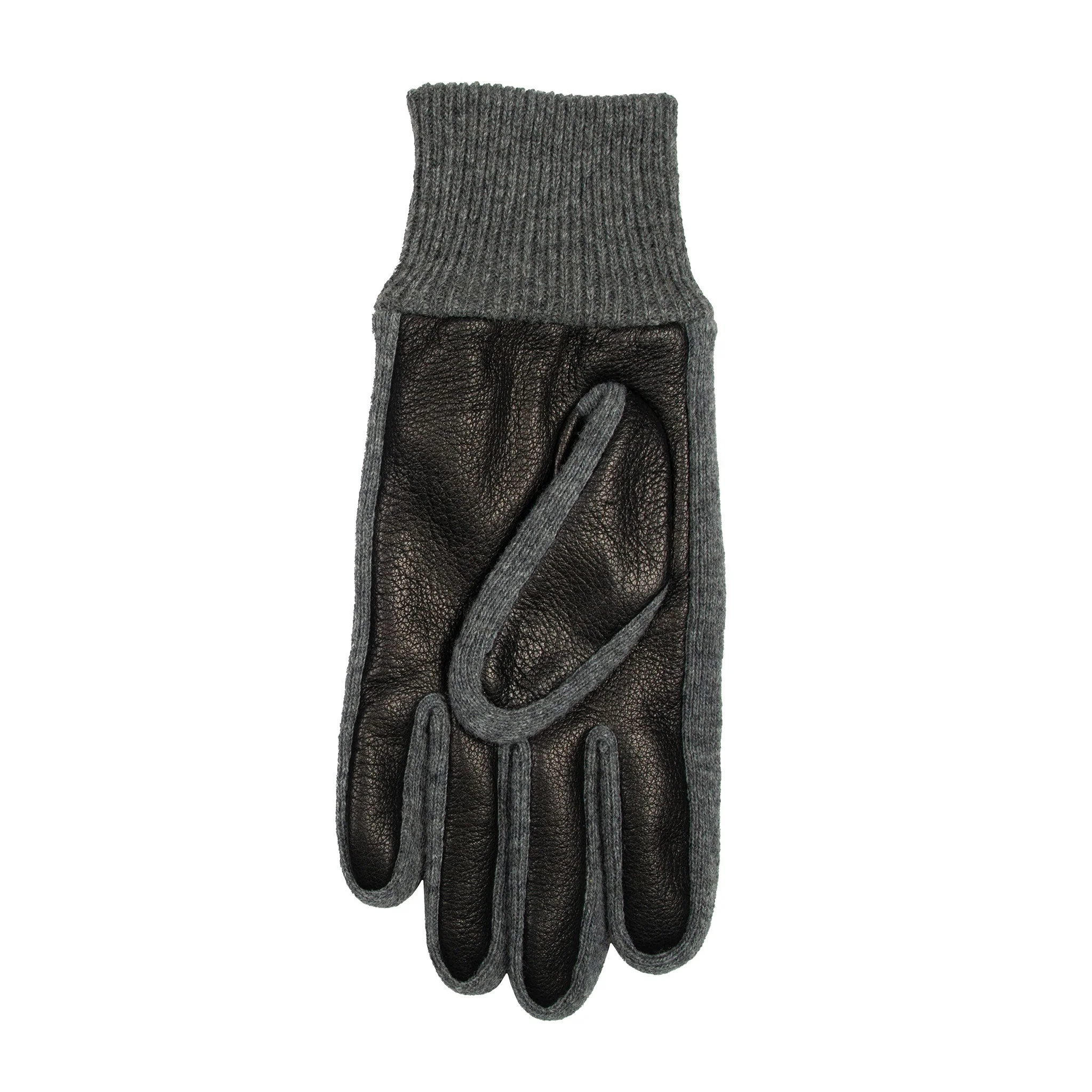Men's Three-Point Fleece-Lined Imitation Deerskin Leather Gloves with Knitted Cuffs - Image 5