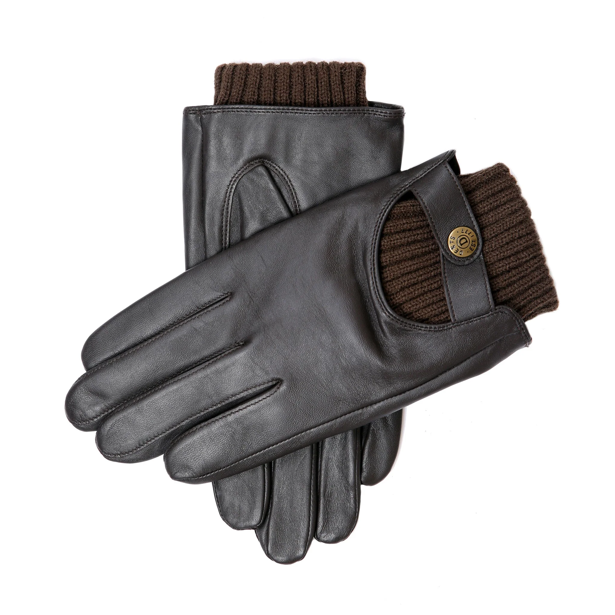Men's Touchscreen Lined Leather Gloves with Knitted Cuffs - Image 3