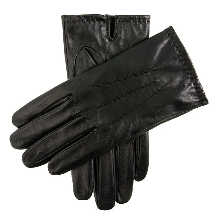 Men's Touchscreen Three-Point Fleece-Lined Shorter-Finger Leather Gloves