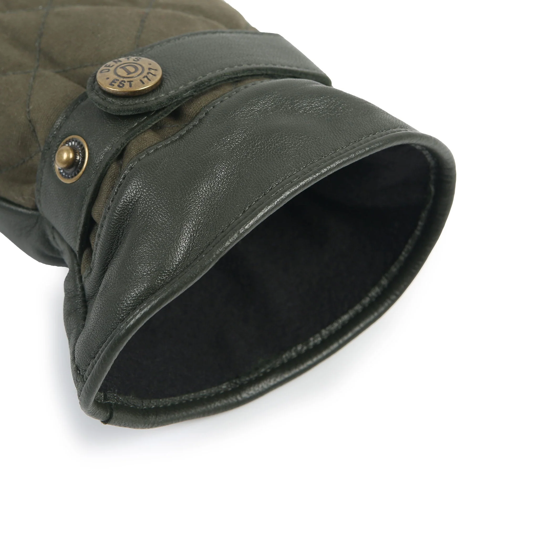 Men's Touchscreen Water-Resistant Fleece-Lined Leather Gloves with Waxed Cotton Quilting - Image 11