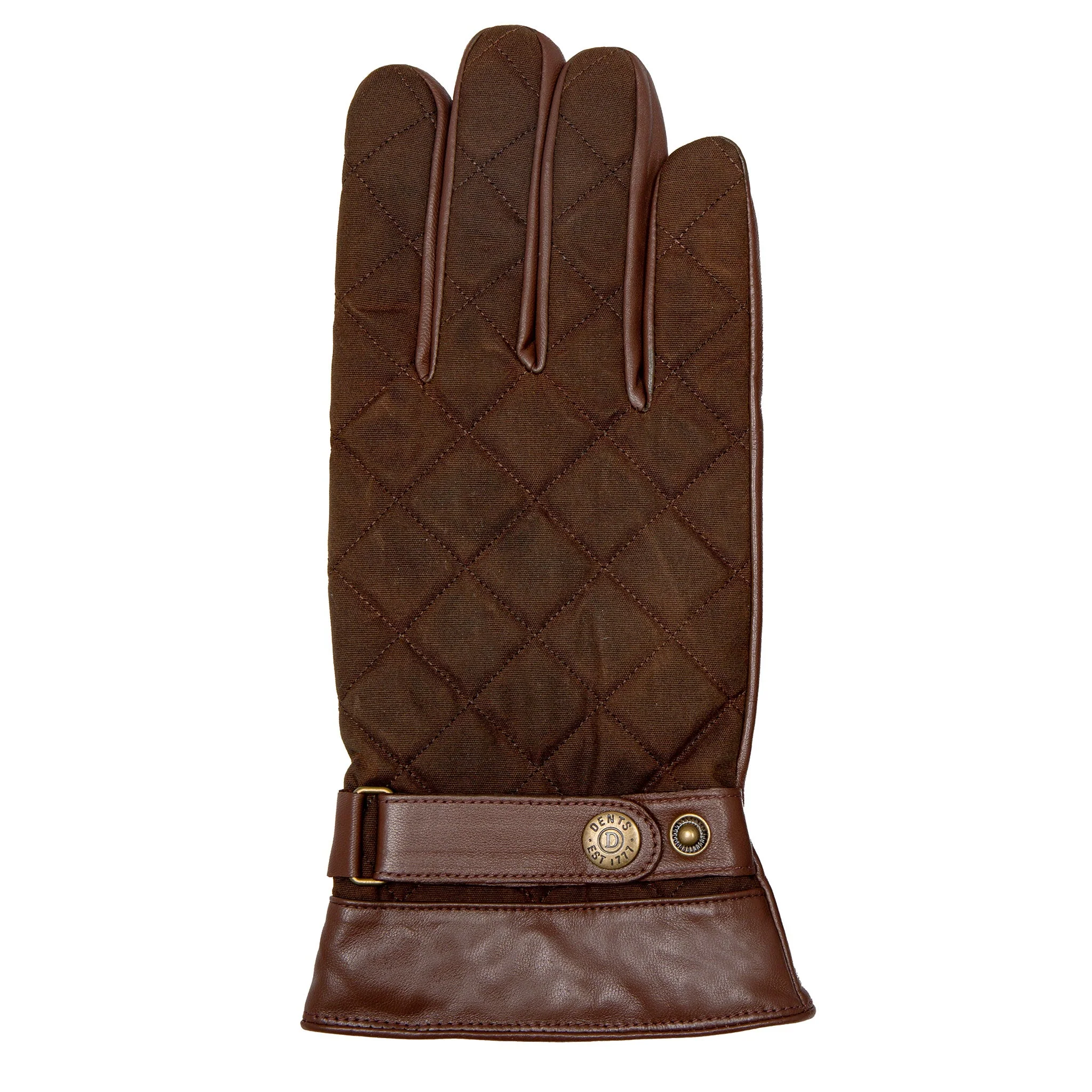 Men's Touchscreen Water-Resistant Fleece-Lined Leather Gloves with Waxed Cotton Quilting - Image 16