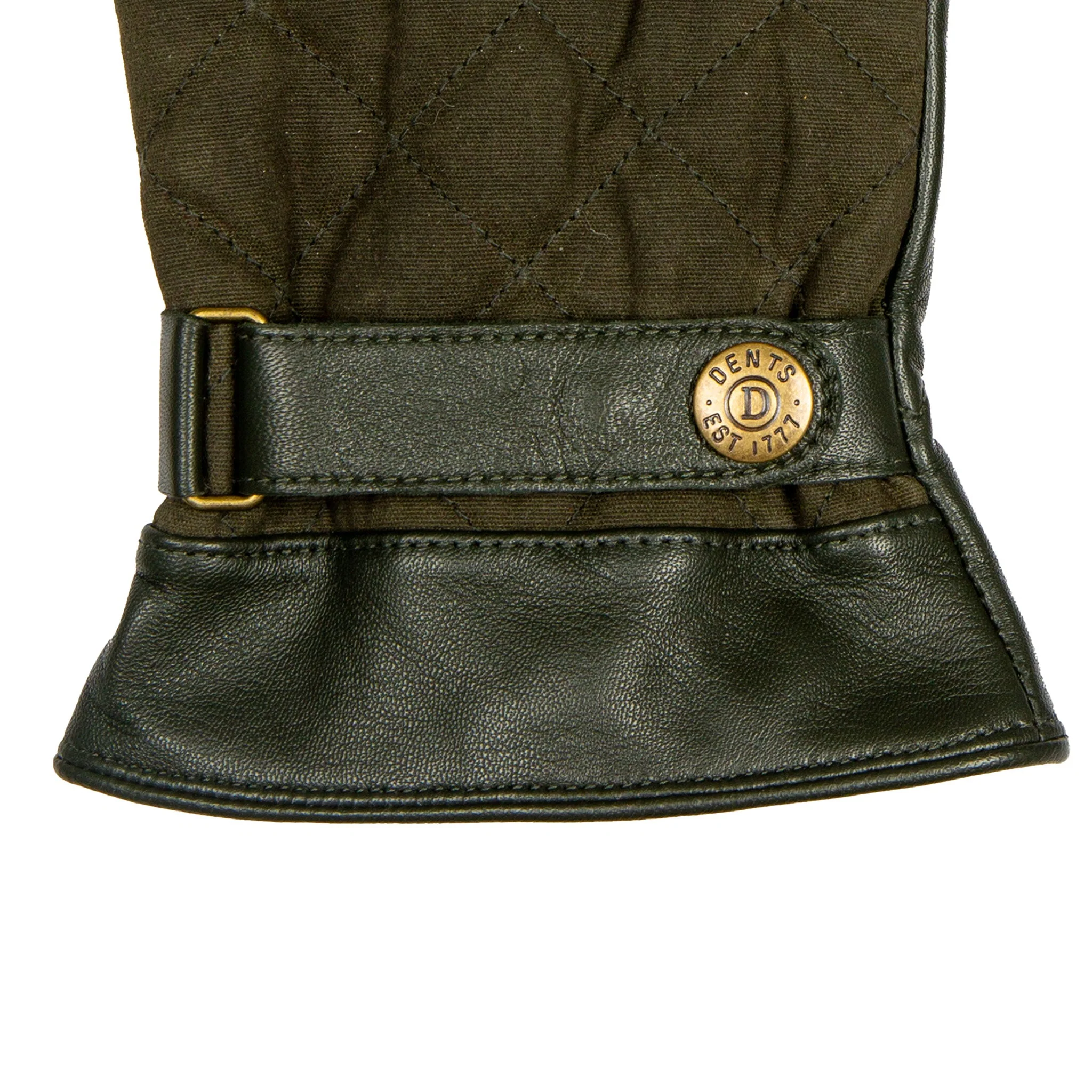 Men's Touchscreen Water-Resistant Fleece-Lined Leather Gloves with Waxed Cotton Quilting - Image 6