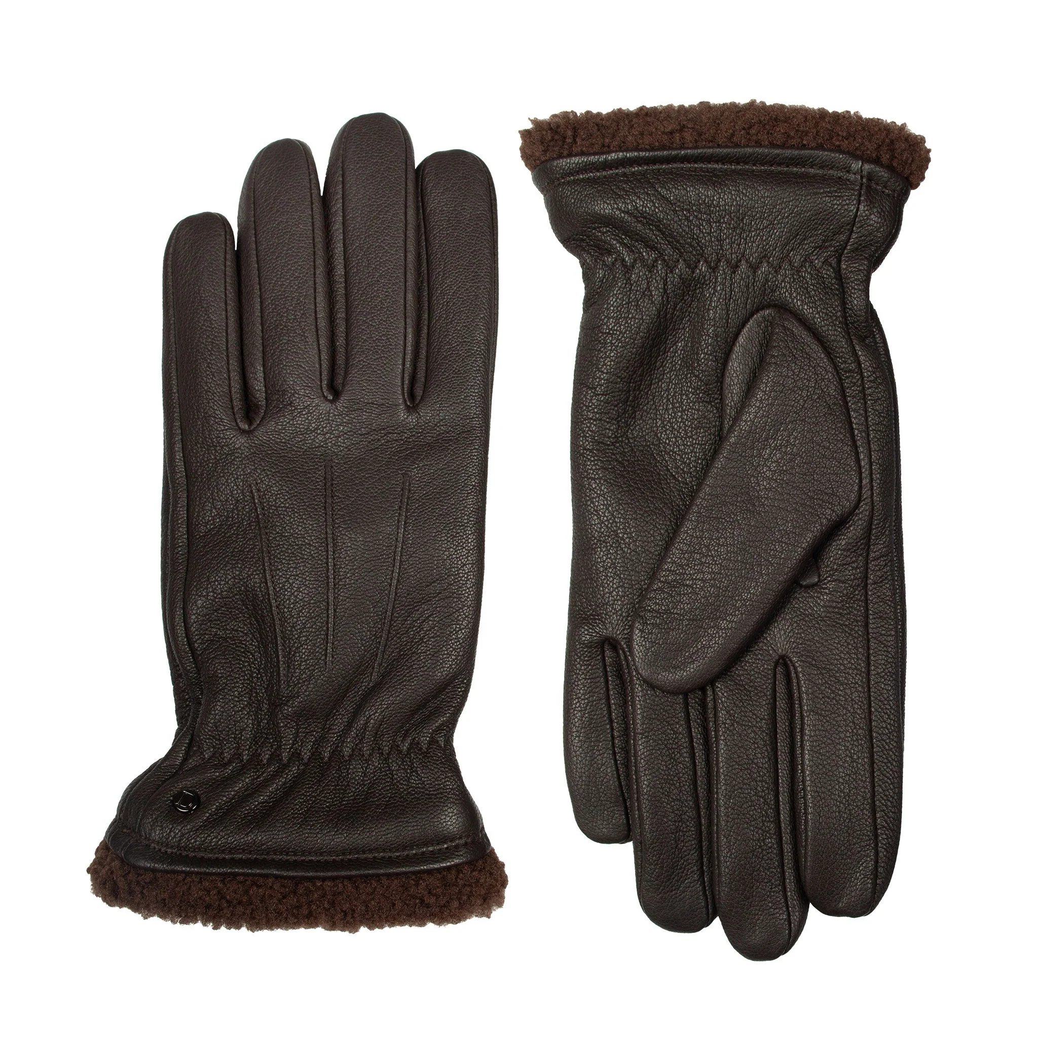 Men's Touchscreen Water-Resistant Three-Point Fleece-Lined Imitation Deerskin Leather Gloves - Image 4