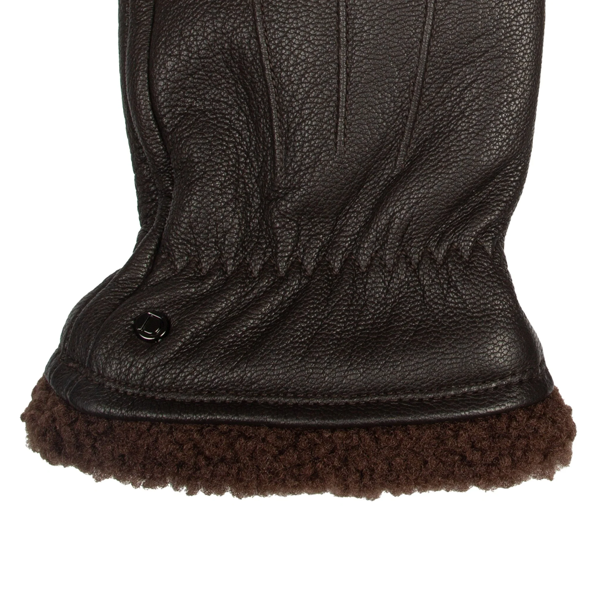 Men's Touchscreen Water-Resistant Three-Point Fleece-Lined Imitation Deerskin Leather Gloves - Image 6