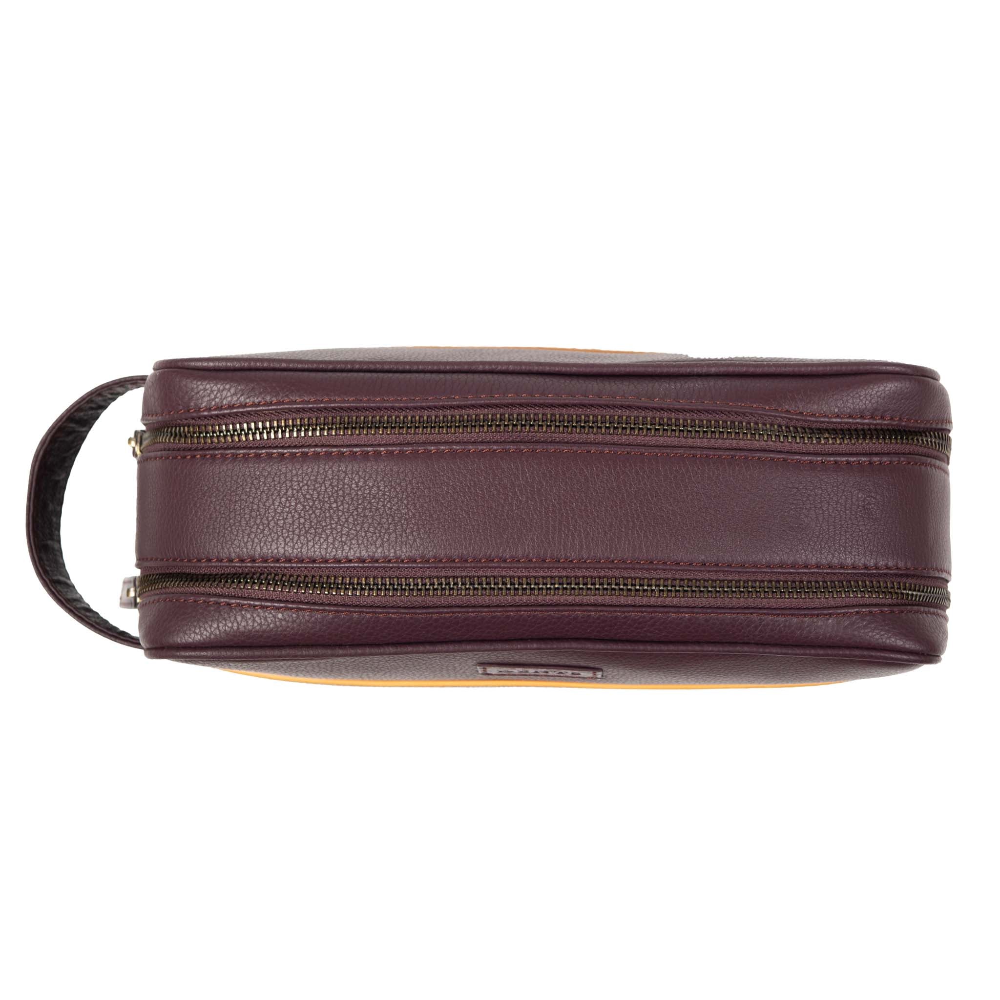 Men's Two-Zip Pebble Grain Leather Wash Bag - Image 11
