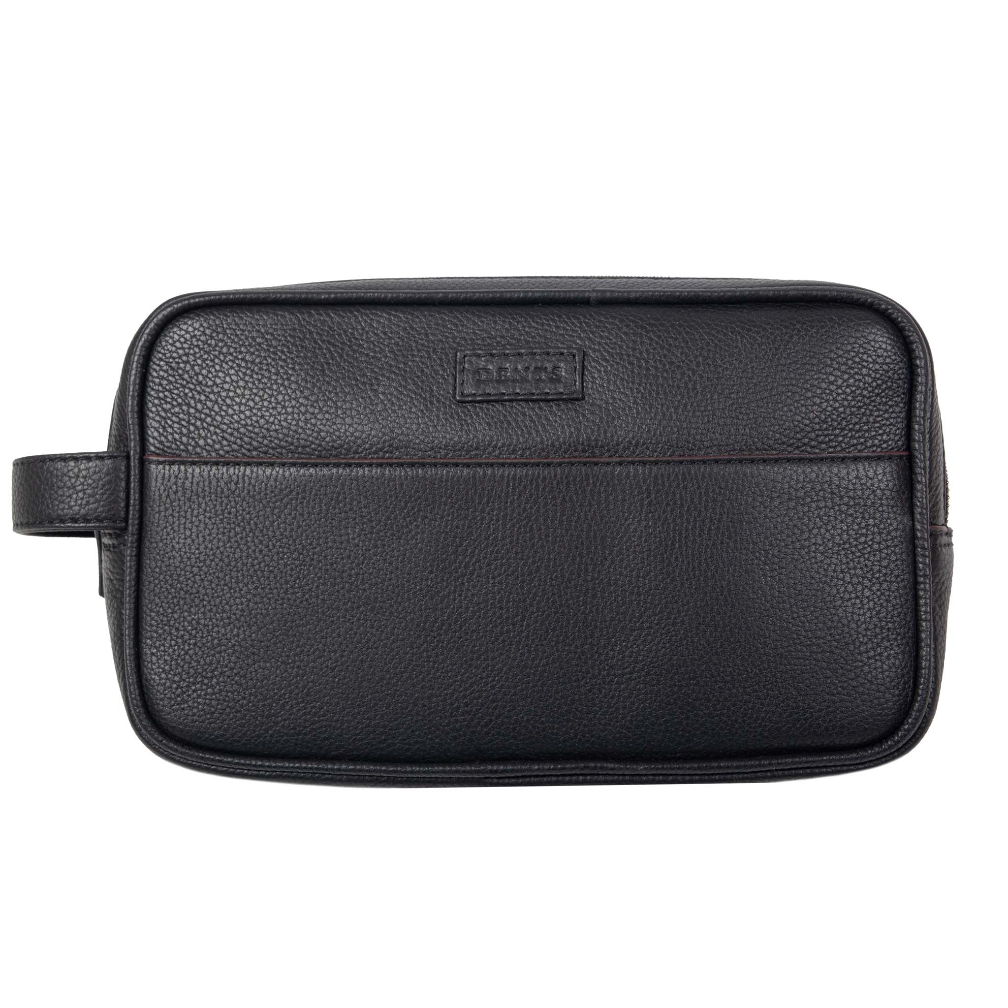 Men's Two-Zip Pebble Grain Leather Wash Bag - Image 13