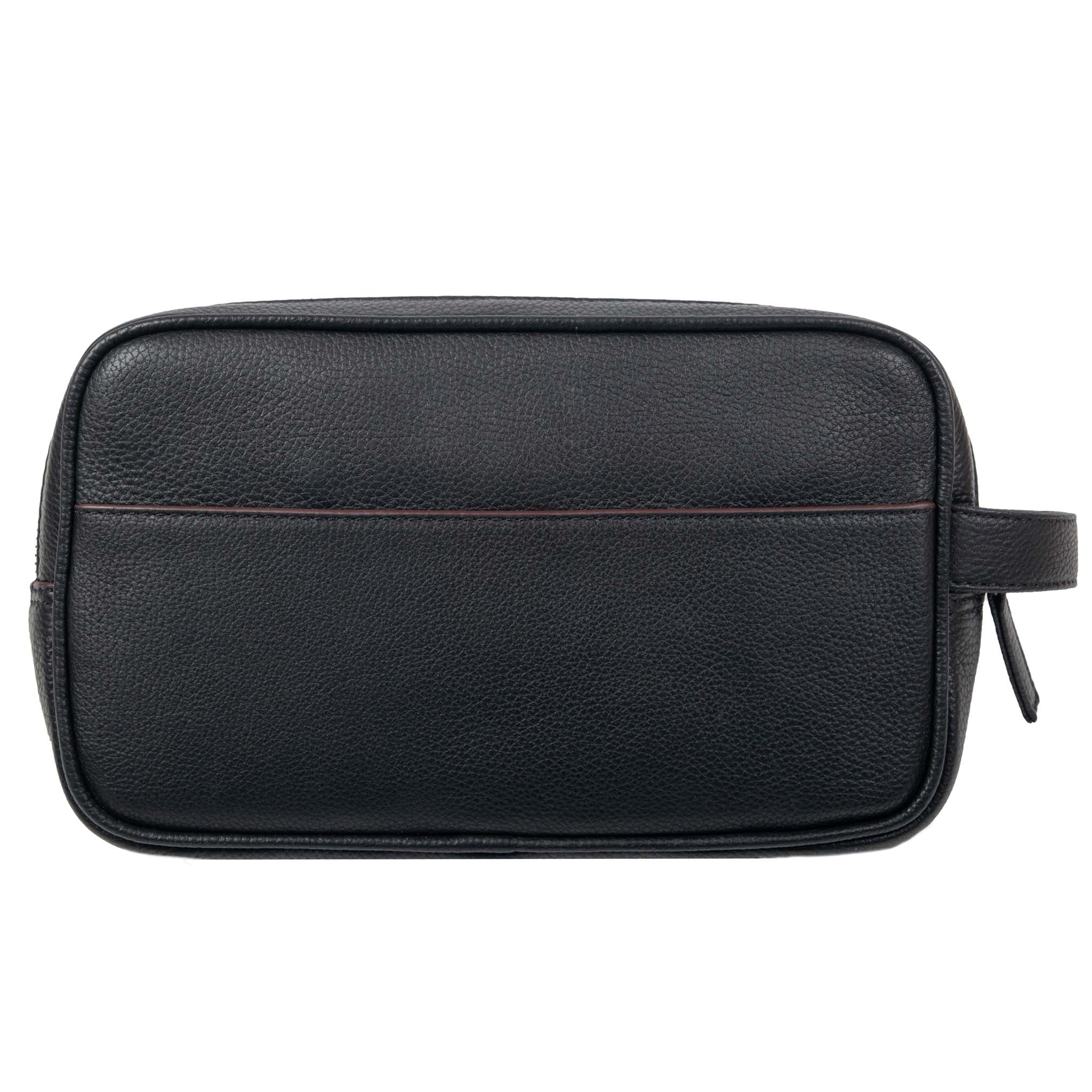 Men's Two-Zip Pebble Grain Leather Wash Bag - Image 14
