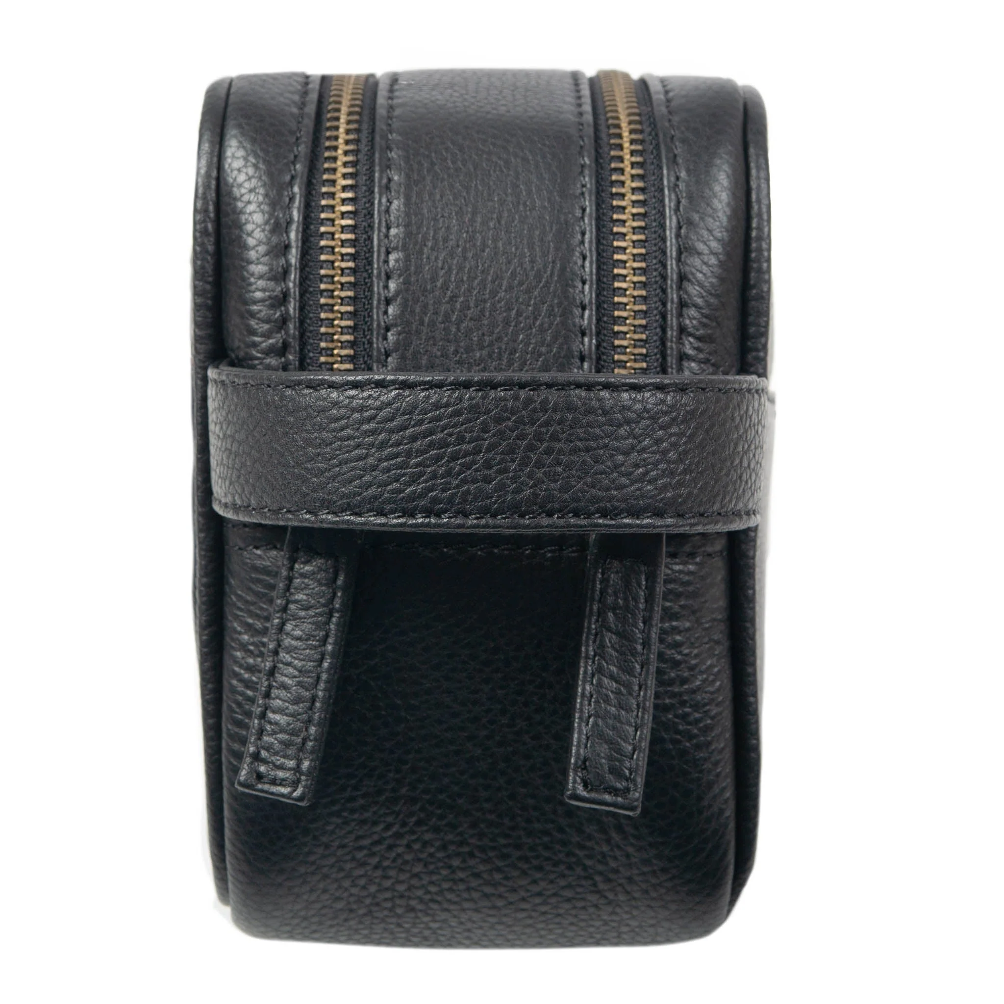 Men's Two-Zip Pebble Grain Leather Wash Bag - Image 15