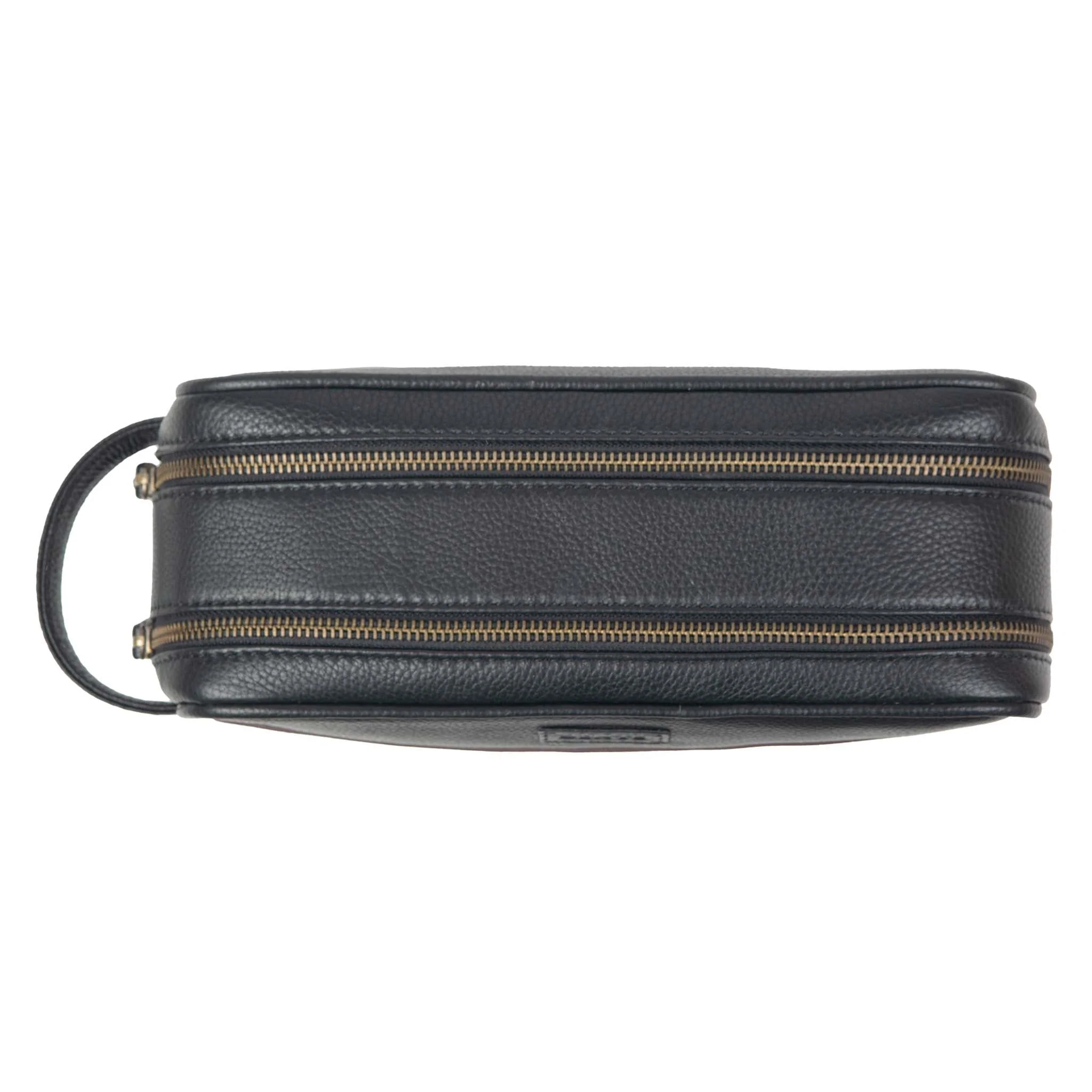 Men's Two-Zip Pebble Grain Leather Wash Bag - Image 17