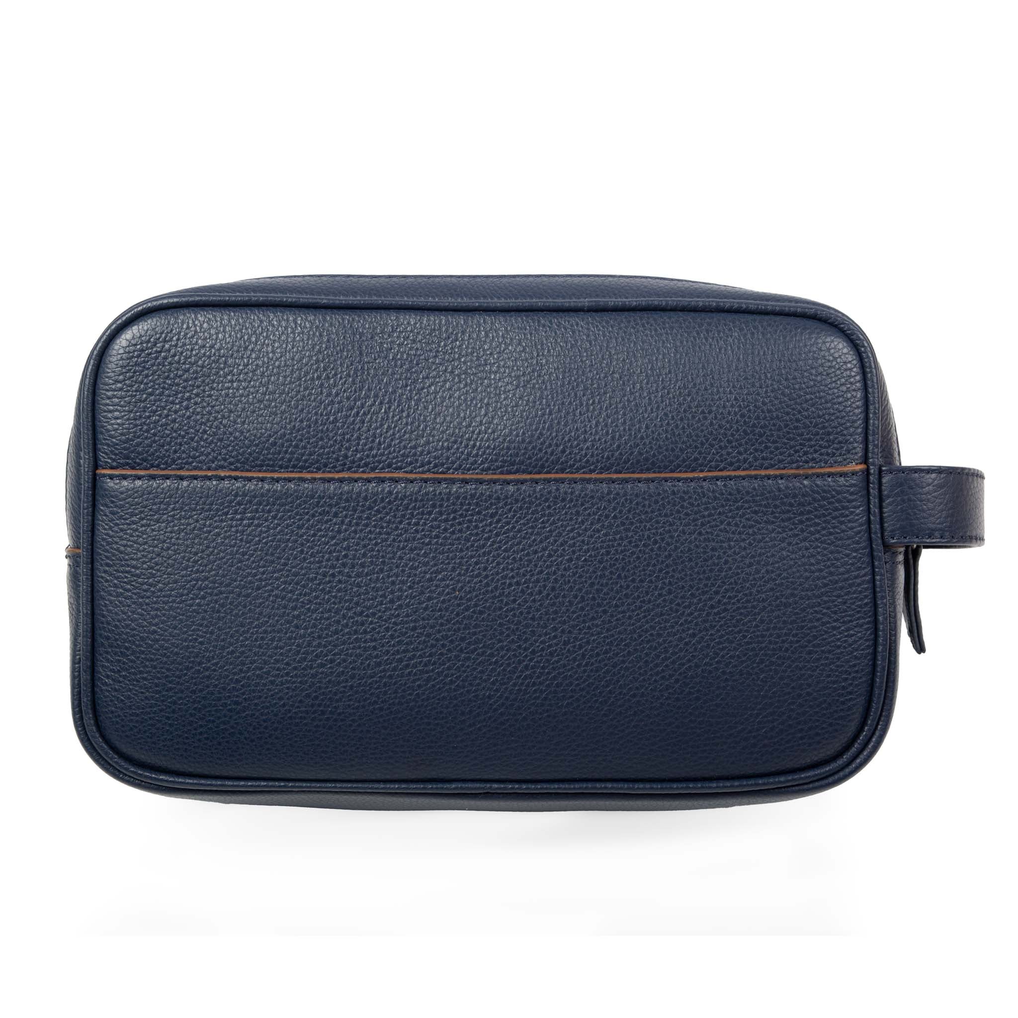 Men's Two-Zip Pebble Grain Leather Wash Bag - Image 2