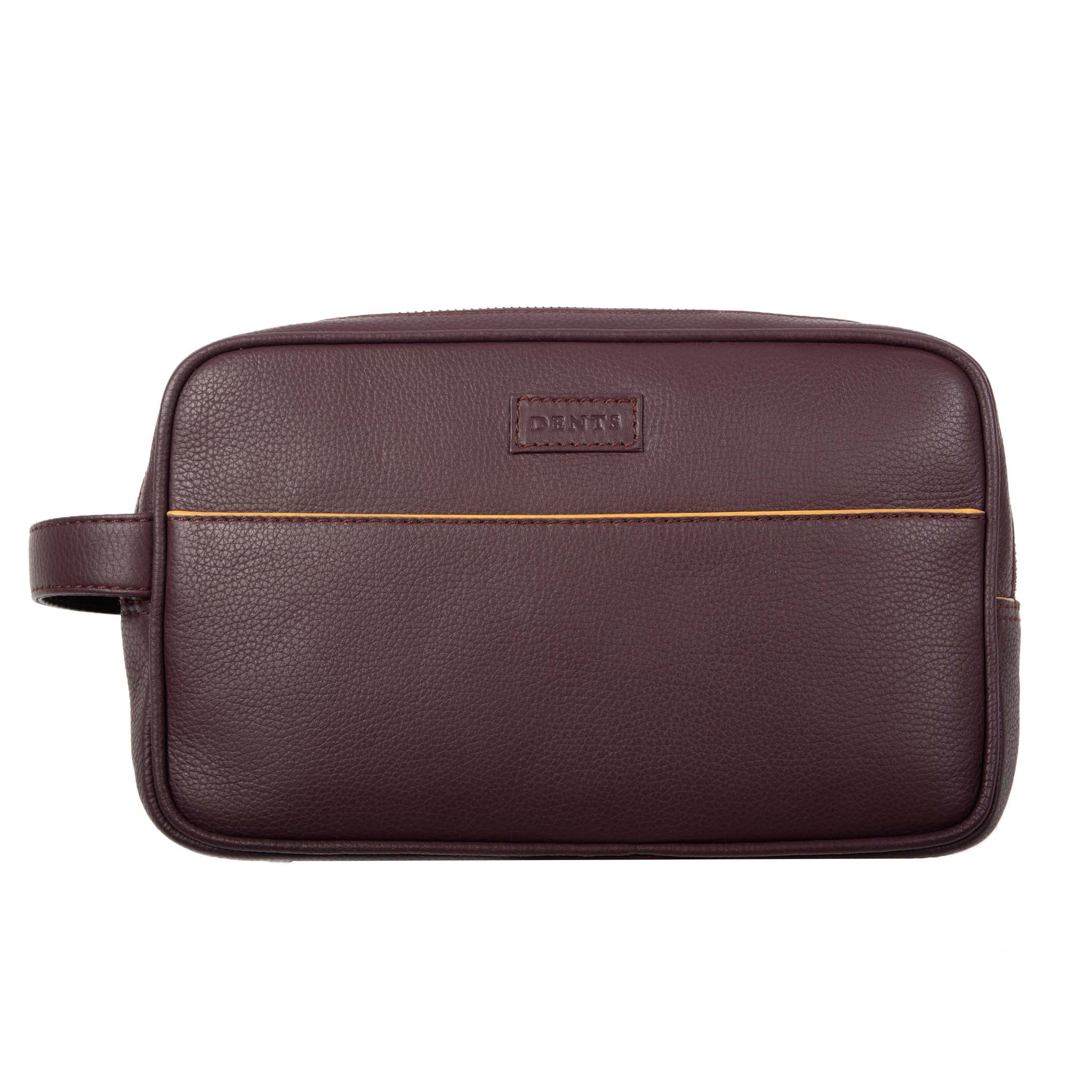 Men's Two-Zip Pebble Grain Leather Wash Bag - Image 7