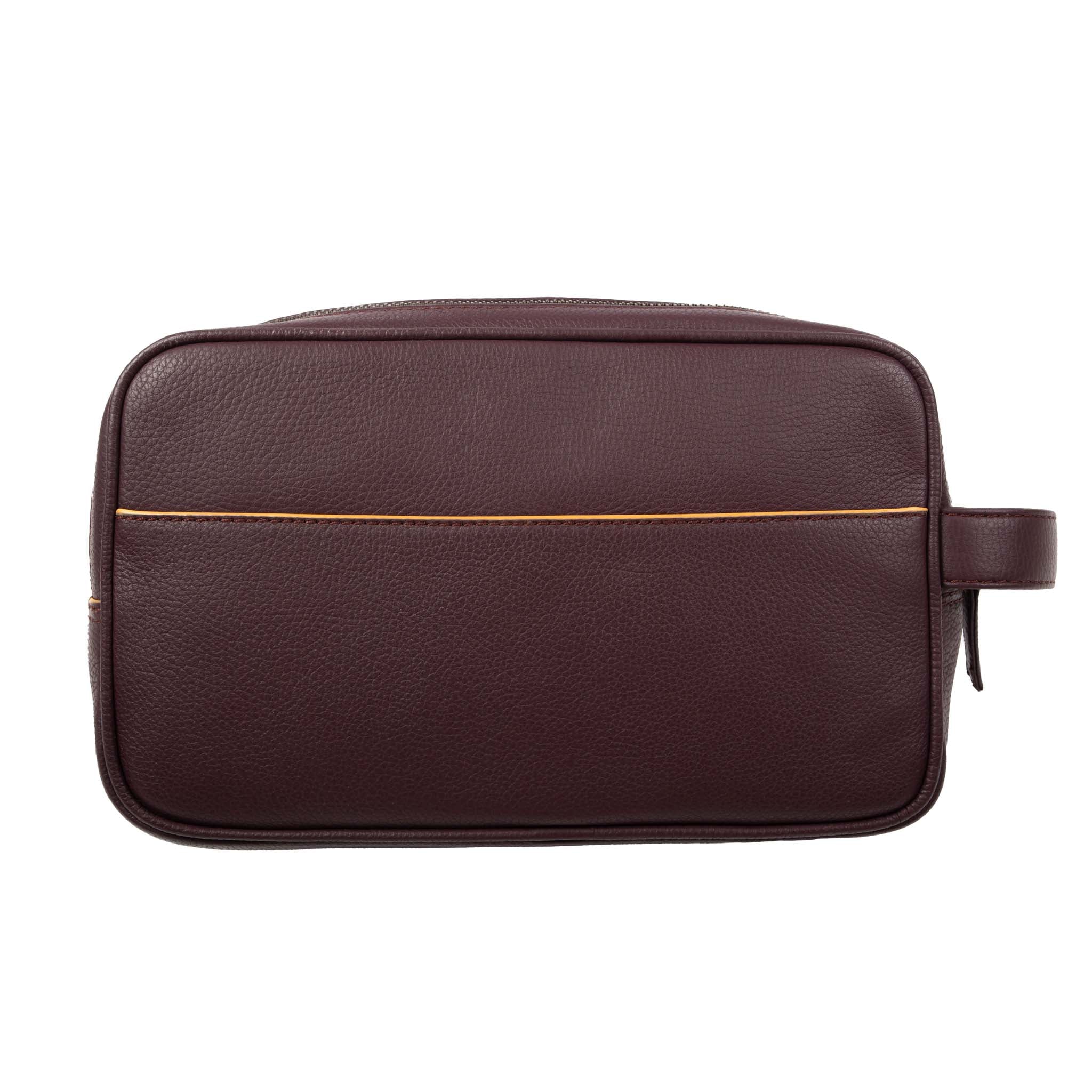 Men's Two-Zip Pebble Grain Leather Wash Bag - Image 8