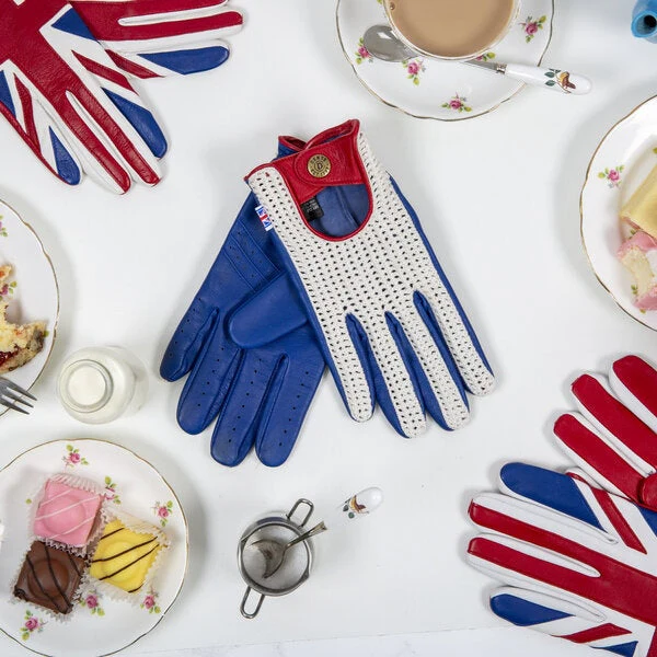 Men’s Heritage Union Jack Crochet-Back Leather Driving Gloves - Image 3