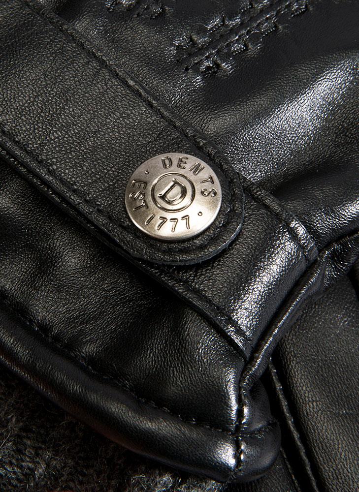 Men's Touchscreen Three-Point Wool Blend-Lined Shorter-Finger Leather Gloves - Image 3