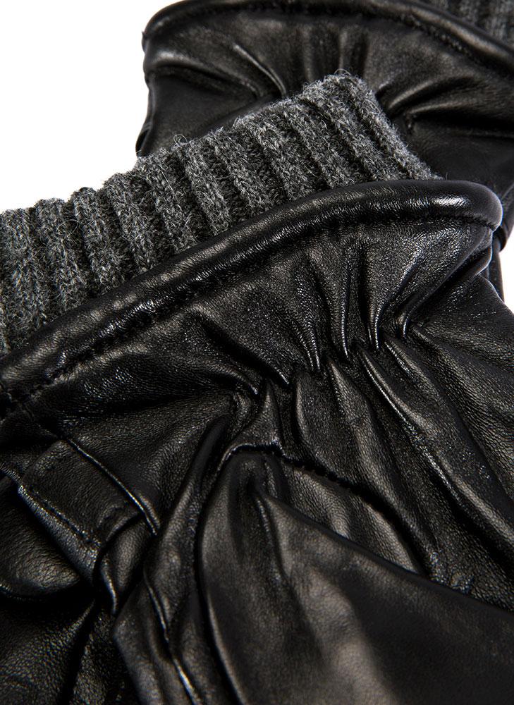 Men's Touchscreen Three-Point Wool Blend-Lined Shorter-Finger Leather Gloves - Image 4