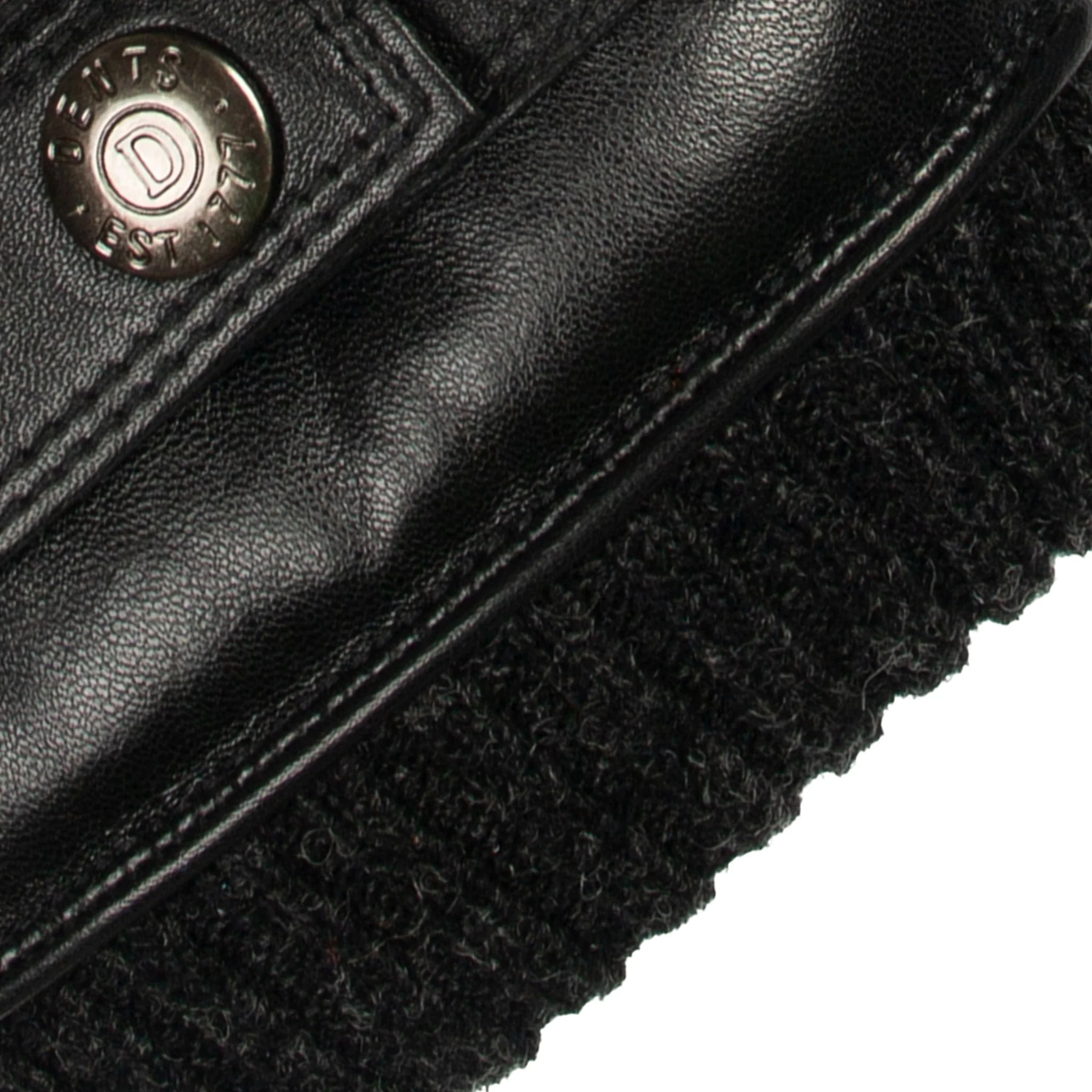 Men's Water-Resistant Faux Fur-Lined Leather Gloves with Stitch Detail and Knitted Cuffs - Image 10