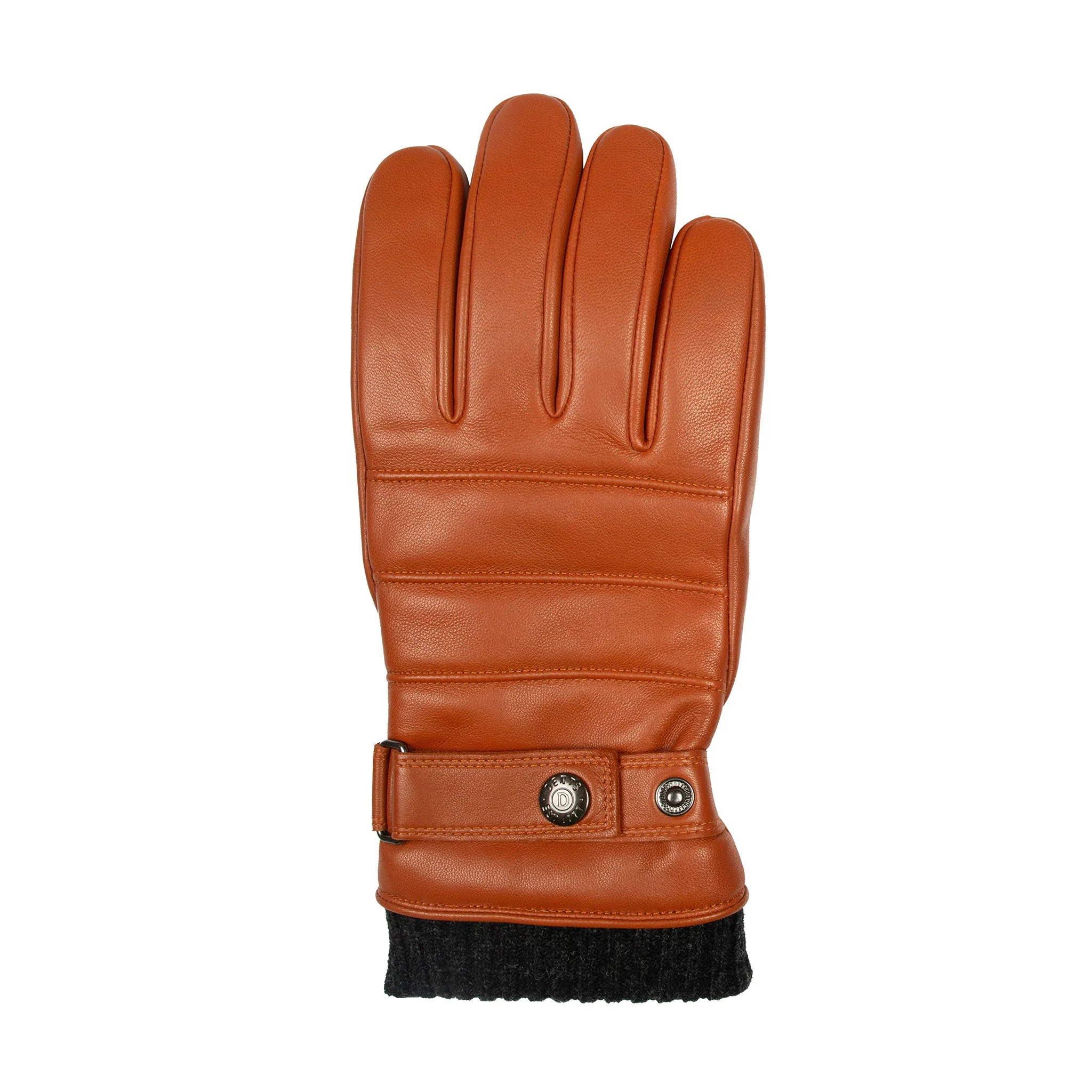 Men's Water-Resistant Faux Fur-Lined Leather Gloves with Stitch Detail and Knitted Cuffs - Image 13