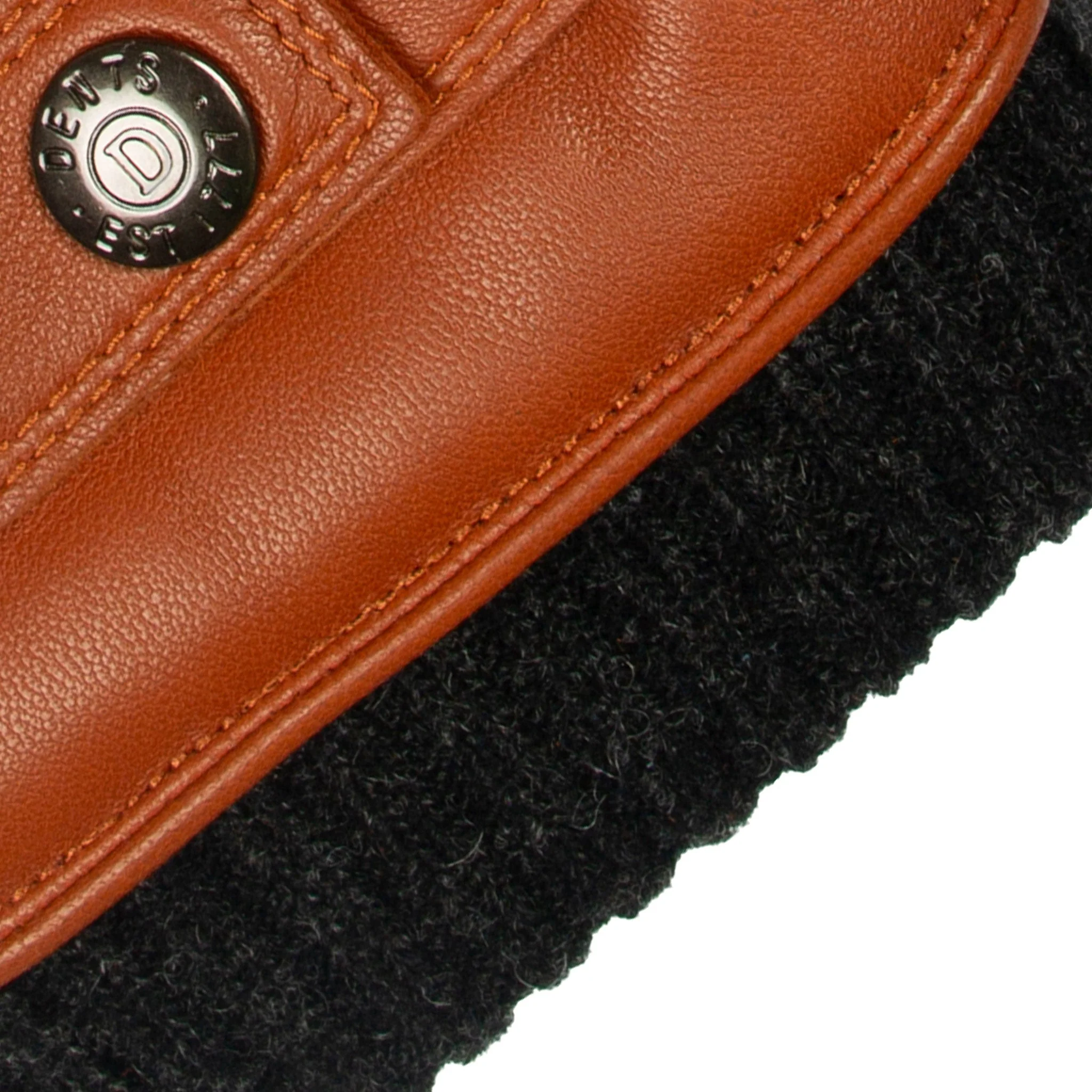 Men's Water-Resistant Faux Fur-Lined Leather Gloves with Stitch Detail and Knitted Cuffs - Image 20