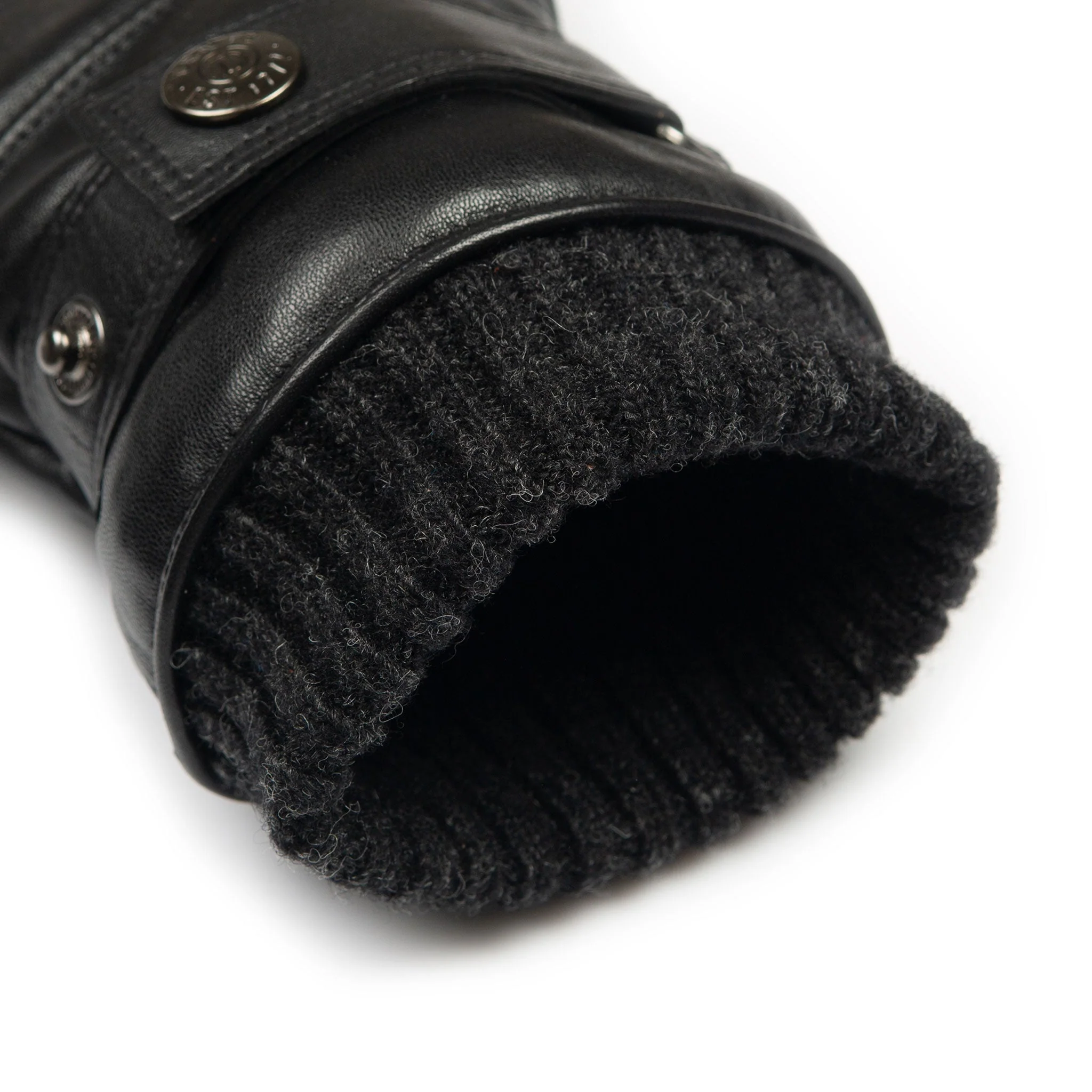 Men's Water-Resistant Faux Fur-Lined Leather Gloves with Stitch Detail and Knitted Cuffs - Image 9