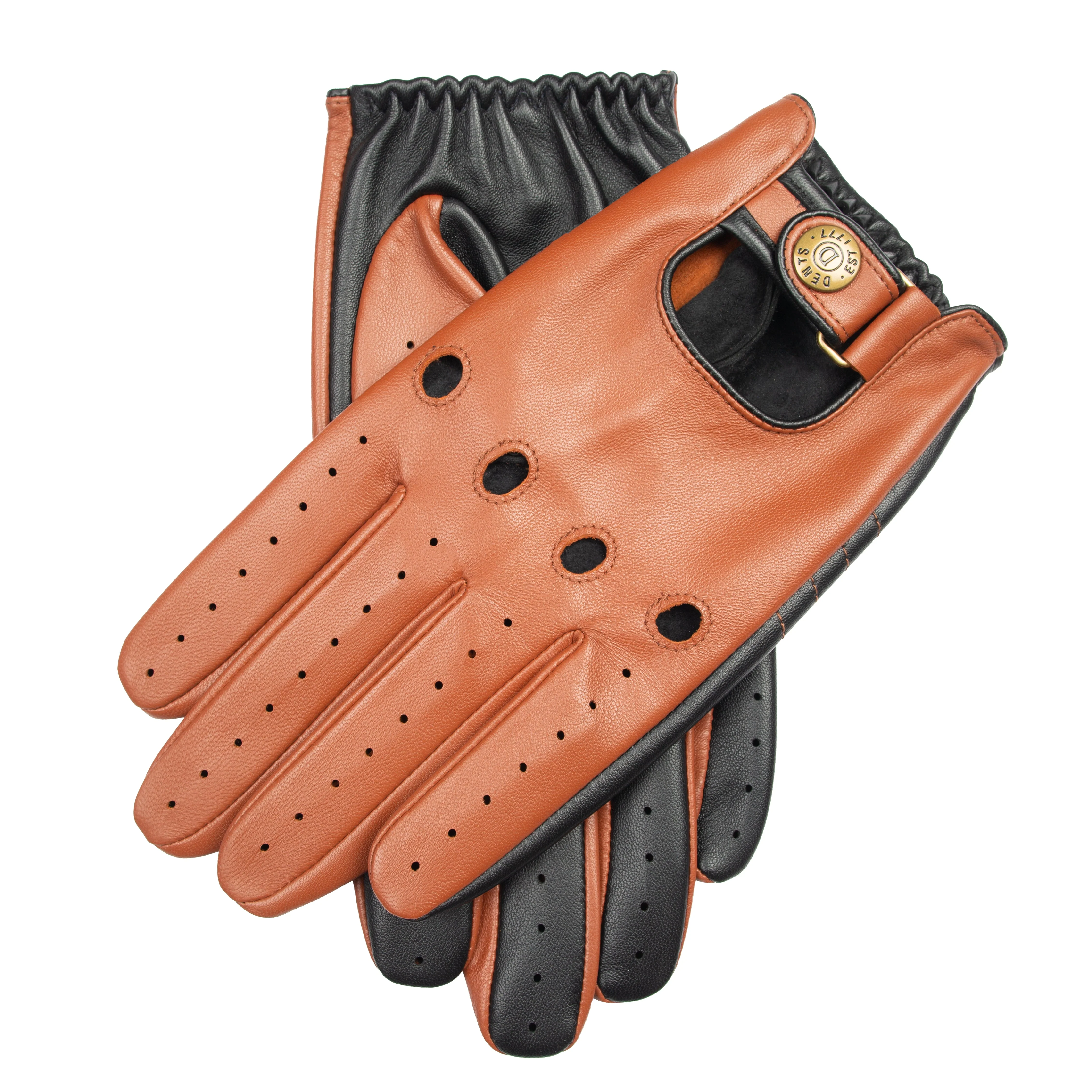 Men's Water-Resistant Two-Colour Leather Driving Gloves - Image 11
