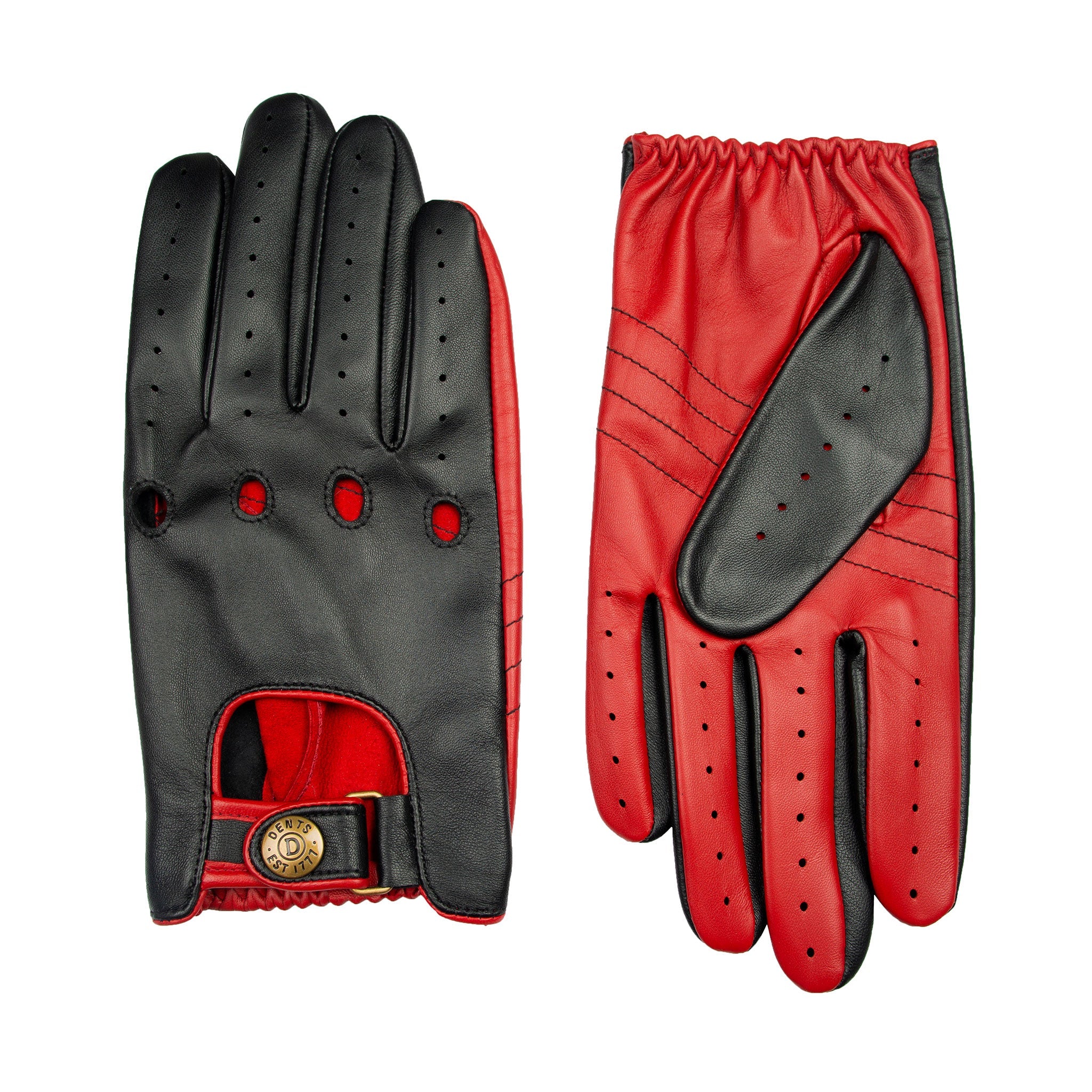 Men's Water-Resistant Two-Colour Leather Driving Gloves - Image 2