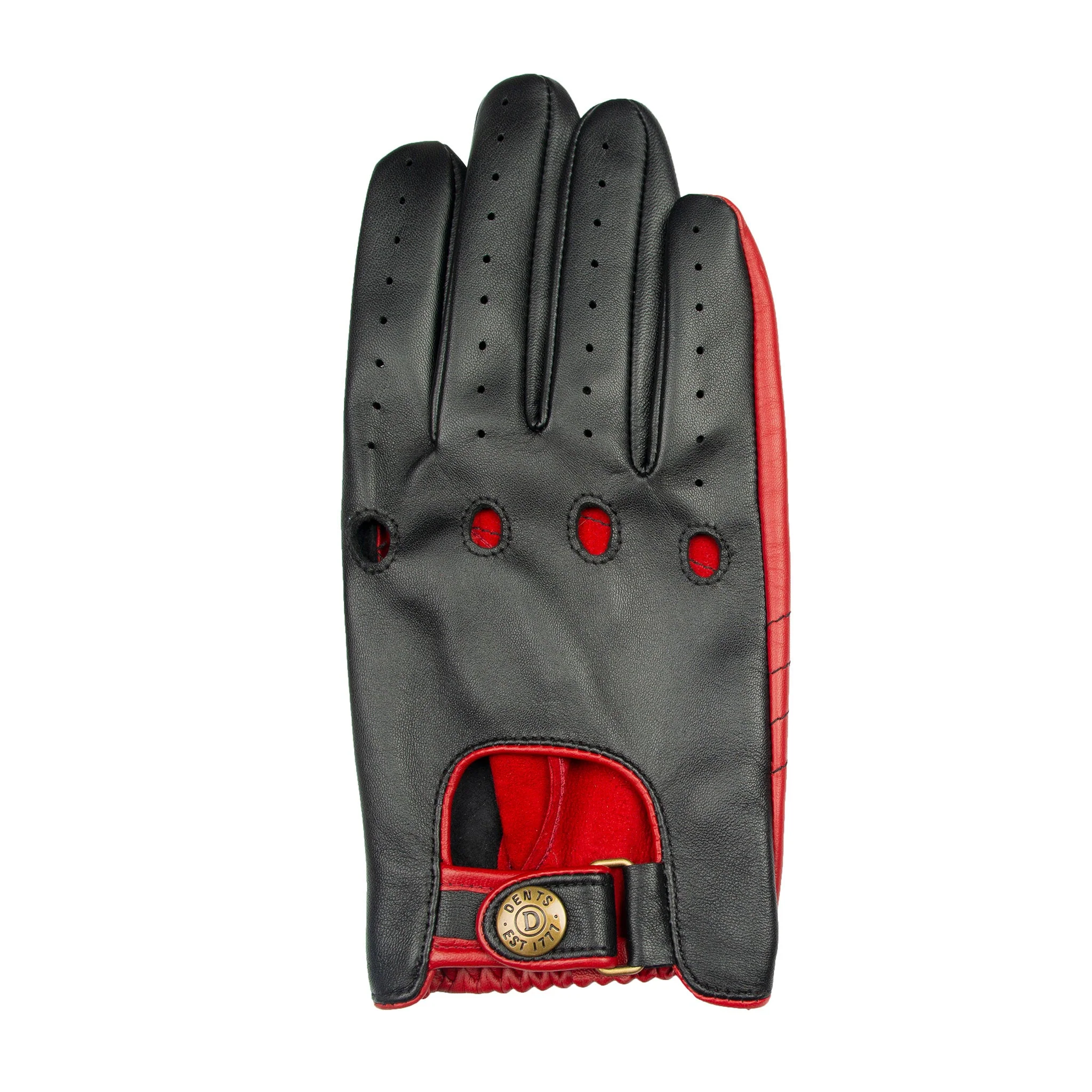 Men's Water-Resistant Two-Colour Leather Driving Gloves - Image 3