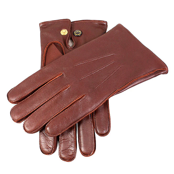 Men's Three-Point Wool-Lined Leather Officer's Gloves - Image 6