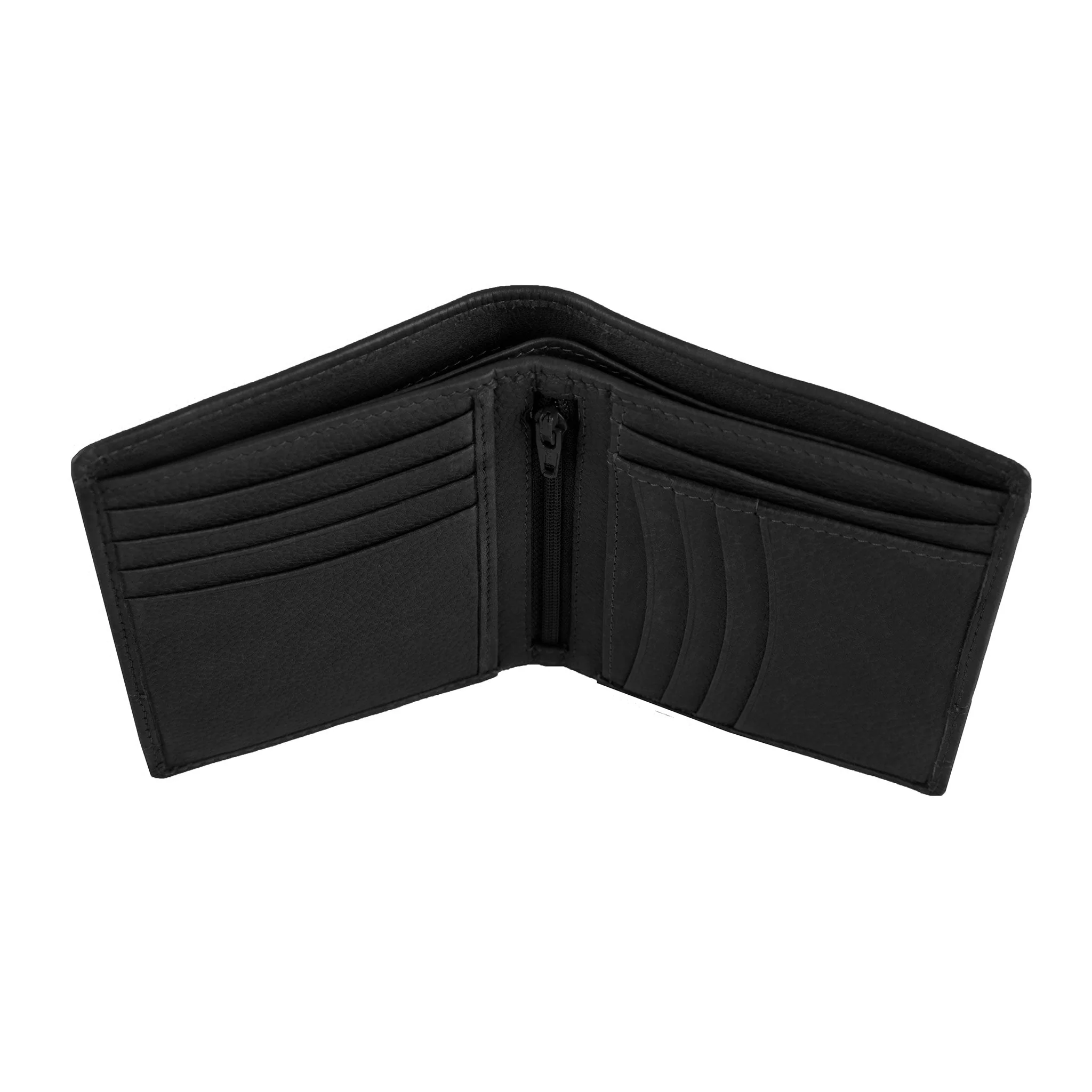 Men's Pebble Grain Leather Bifold Wallet with RFID Blocking and Zipped Pocket - Image 8