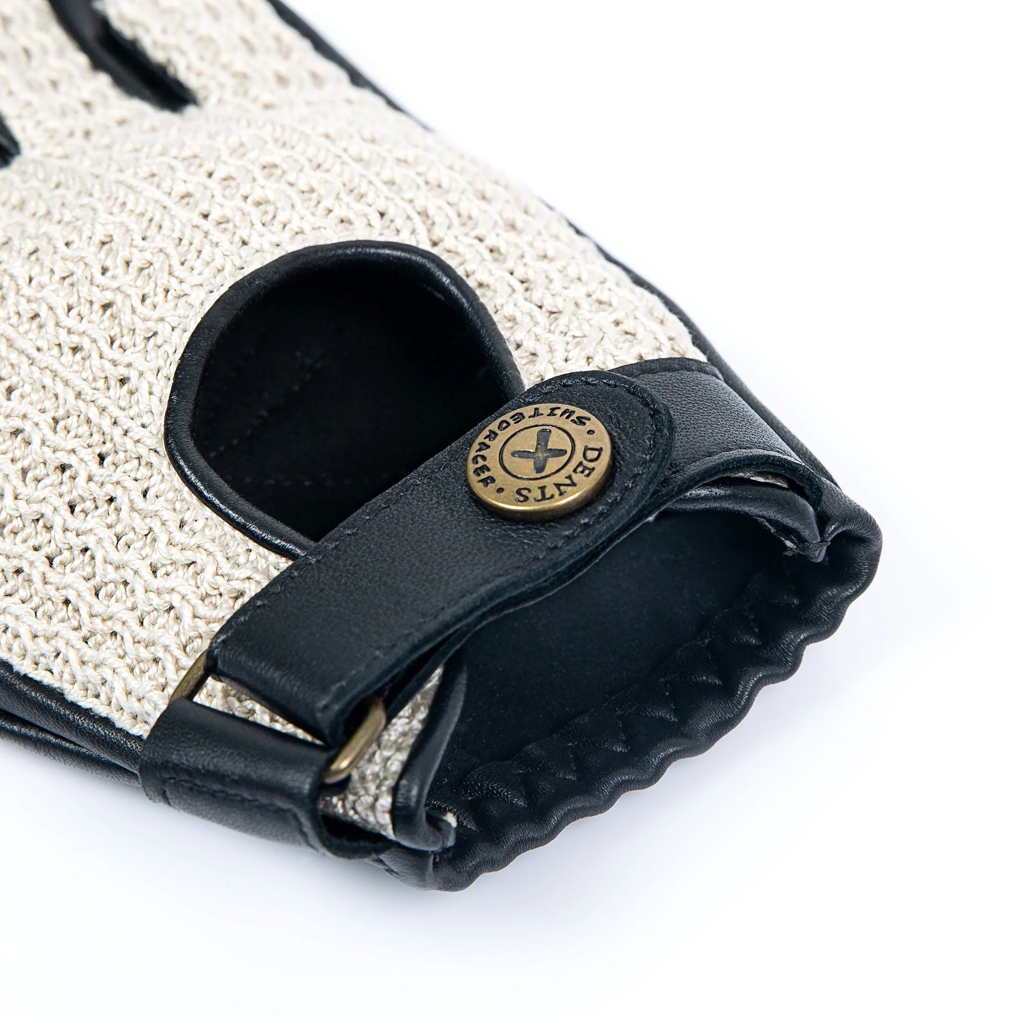 Men's The Suited Racer Fingerless Crochet-Back Leather Driving Gloves - Image 12