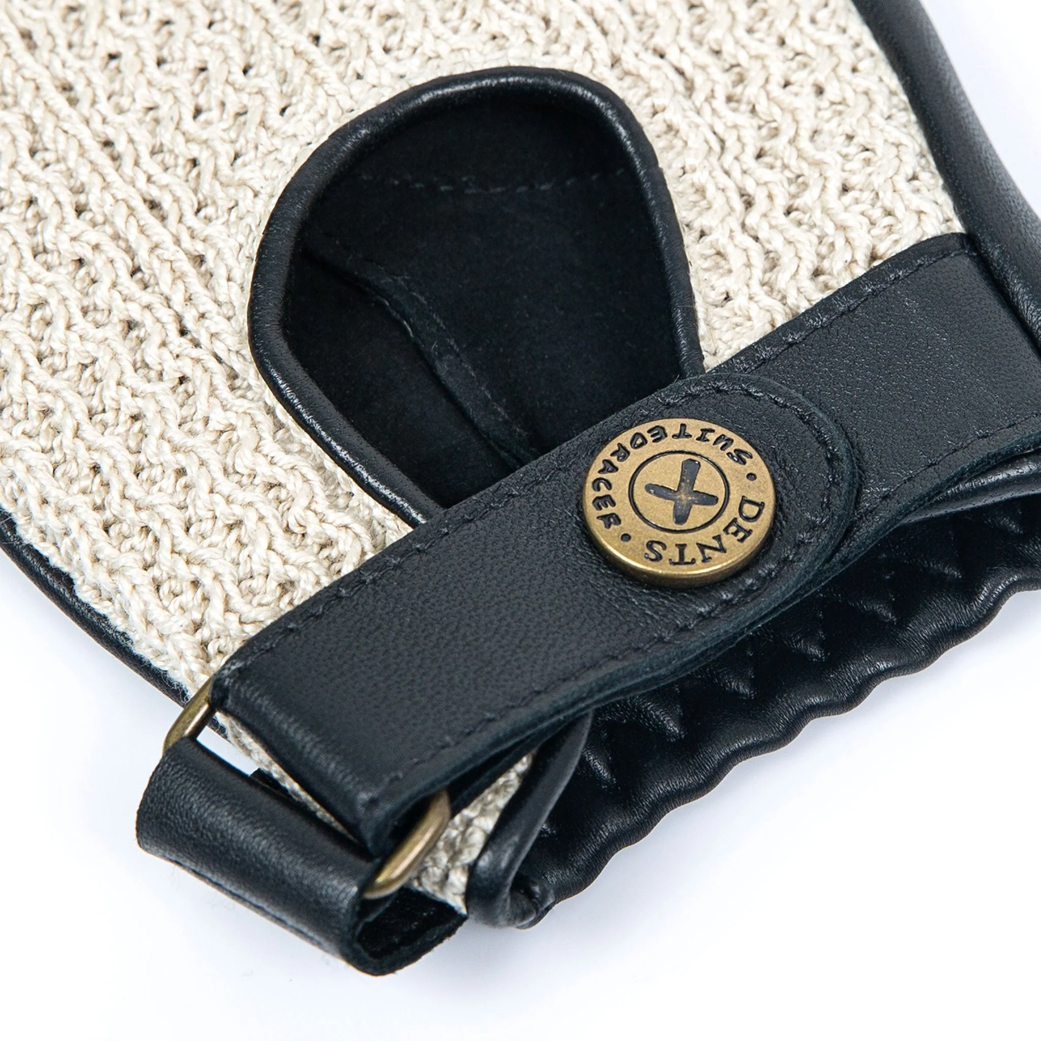 Men's The Suited Racer Fingerless Crochet-Back Leather Driving Gloves - Image 13