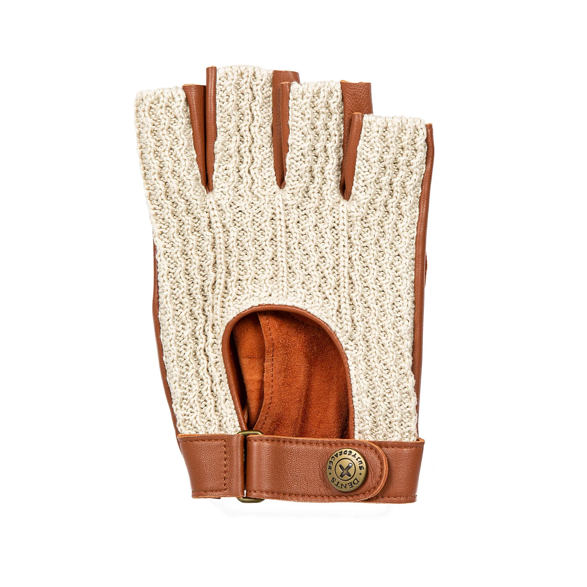 Men's The Suited Racer Fingerless Crochet-Back Leather Driving Gloves - Image 19