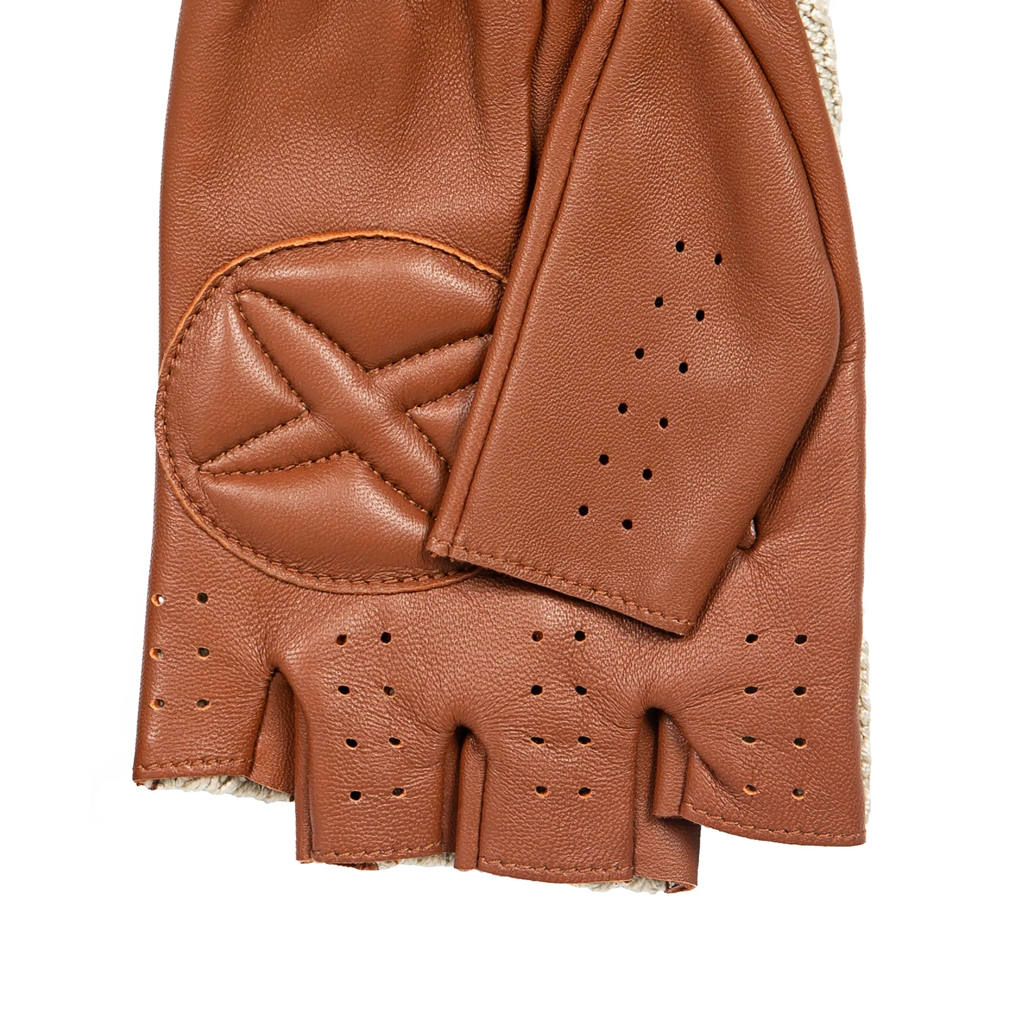 Men's The Suited Racer Fingerless Crochet-Back Leather Driving Gloves - Image 22