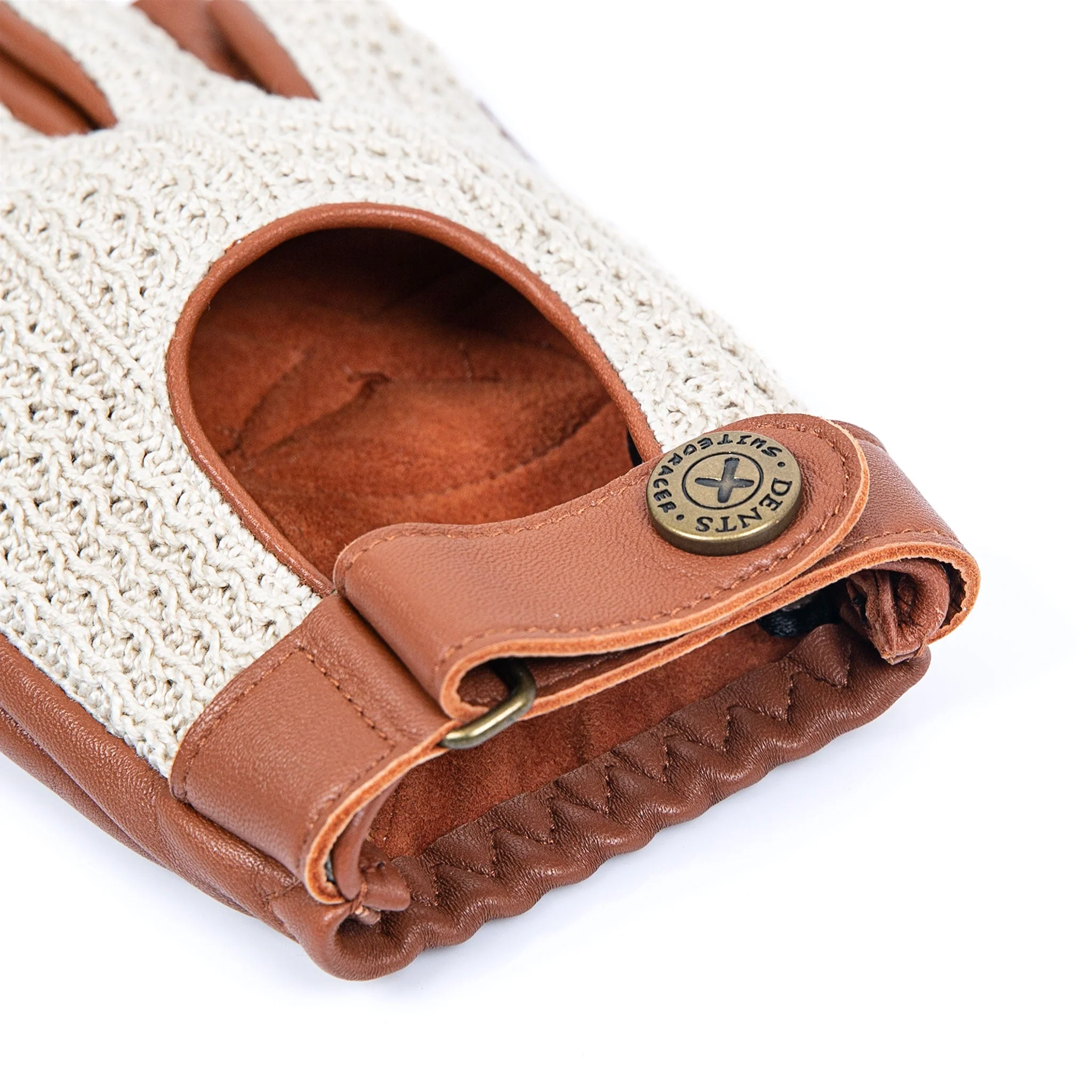 Men's The Suited Racer Fingerless Crochet-Back Leather Driving Gloves - Image 25