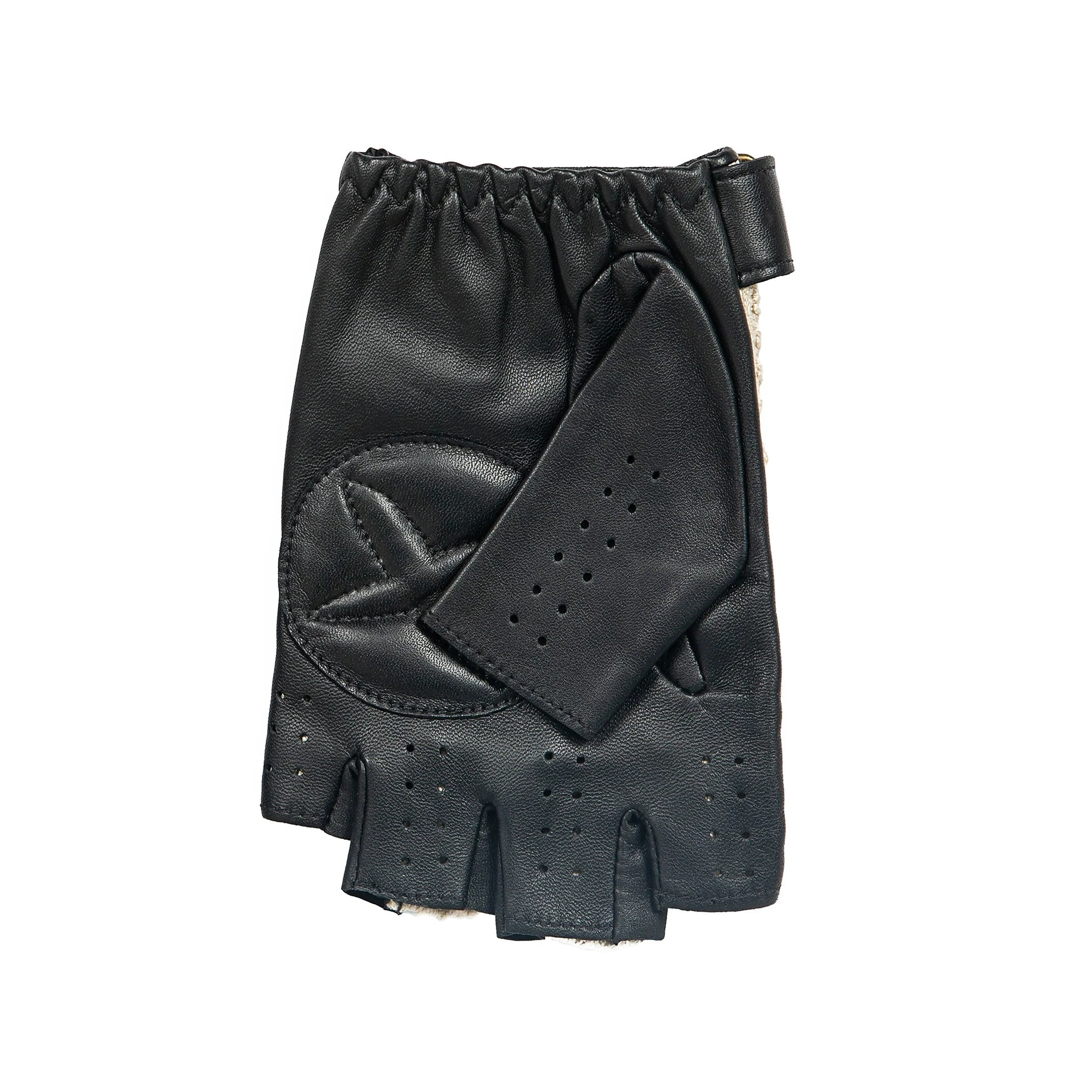 Men's The Suited Racer Fingerless Crochet-Back Leather Driving Gloves - Image 8
