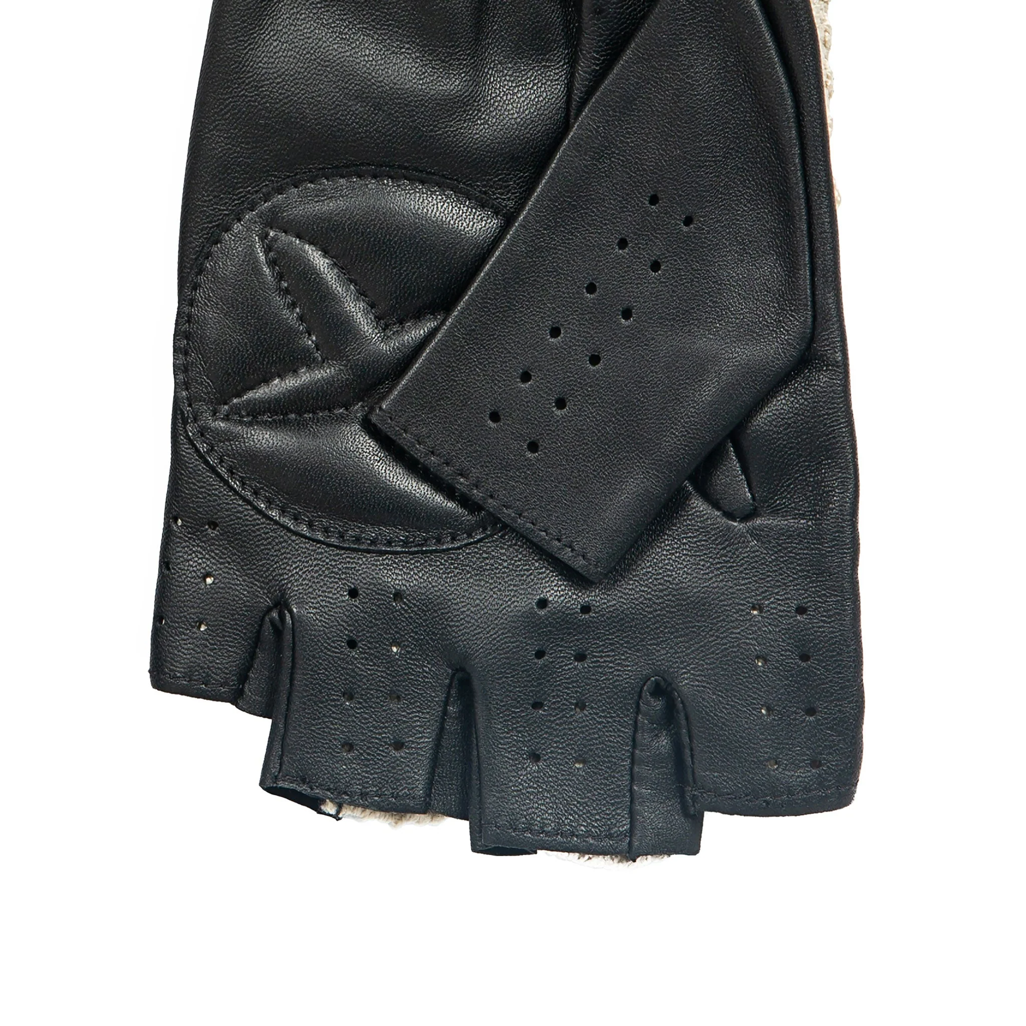 Men's The Suited Racer Fingerless Crochet-Back Leather Driving Gloves - Image 9