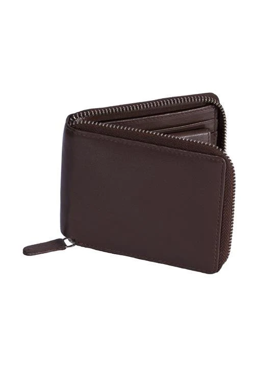 Men's Smooth Nappa Leather Zip-Round Wallet with RFID Blocking and Coin Purse - Image 4
