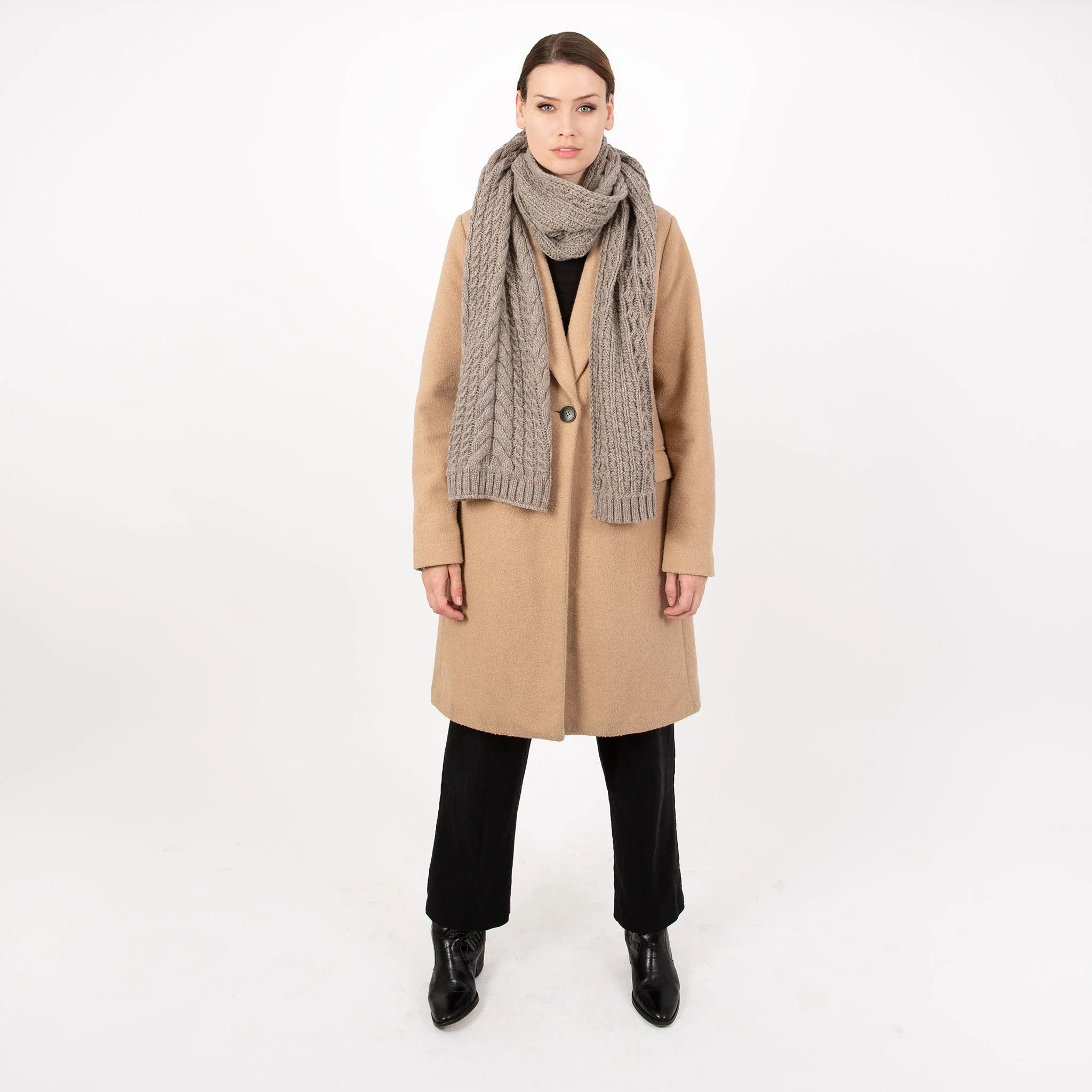 Women’s Cable Knit Scarf with Marl Yarn - Image 10