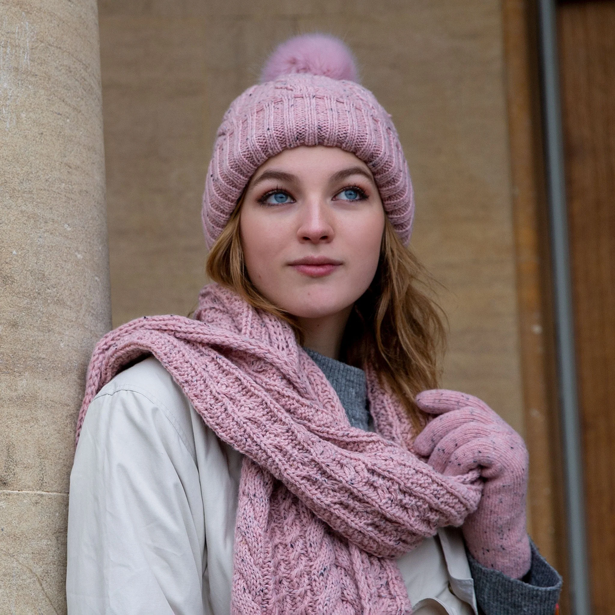 Women’s Cable Knit Scarf with Marl Yarn - Image 12
