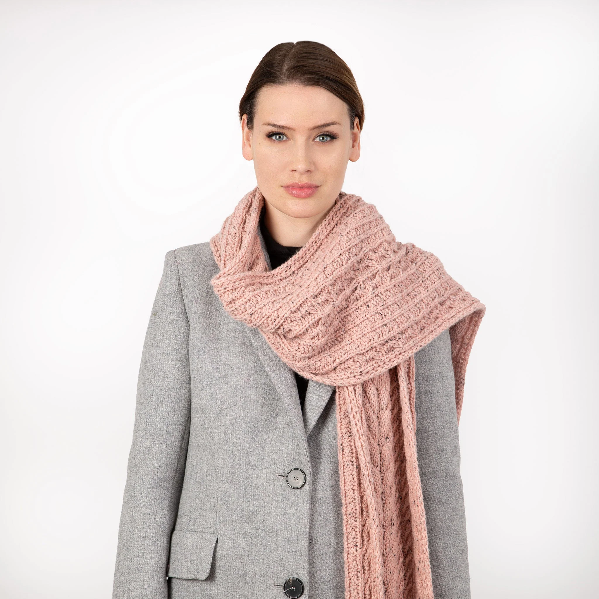 Women’s Cable Knit Scarf with Marl Yarn - Image 13